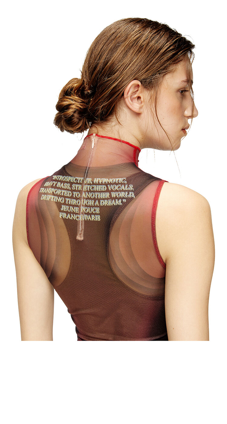 Layered vest dress with lyrics print