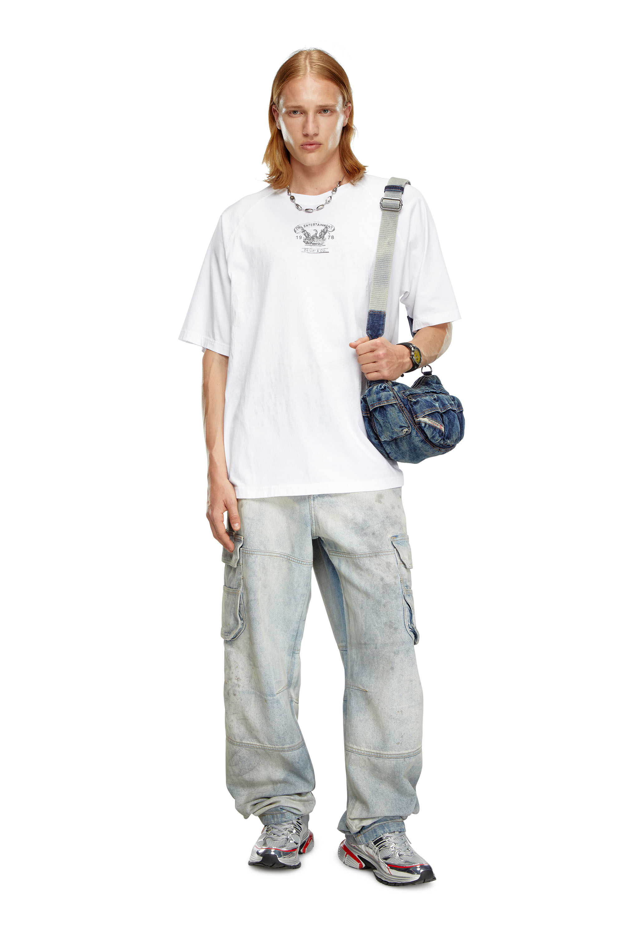 Diesel - T-ROXT-Q1, Man's T-shirt with inside-out print in White - 1