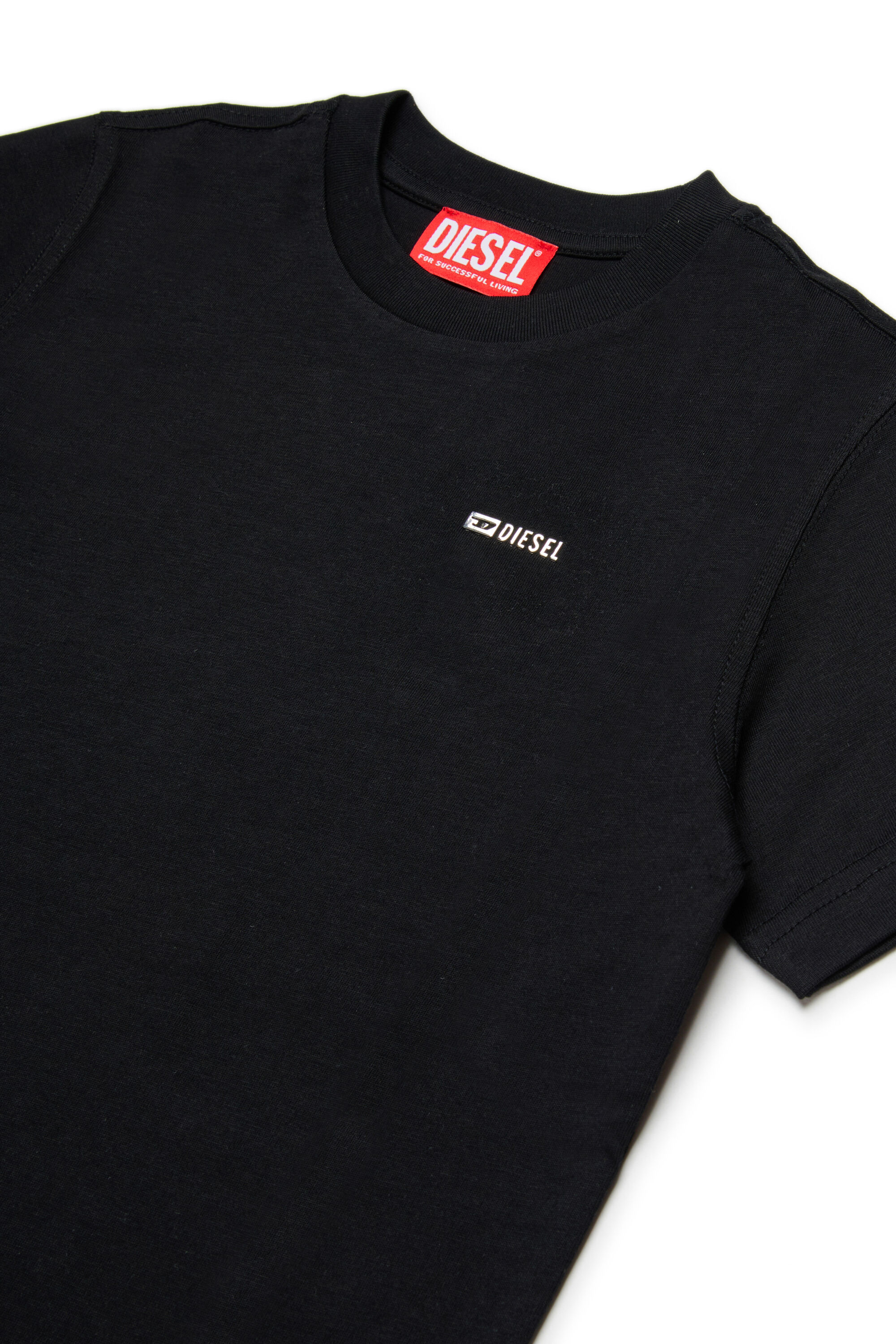 Diesel - TADJUSTMET, Man's Cotton T-shirt with metal appliqu&eacute; in Black - 3