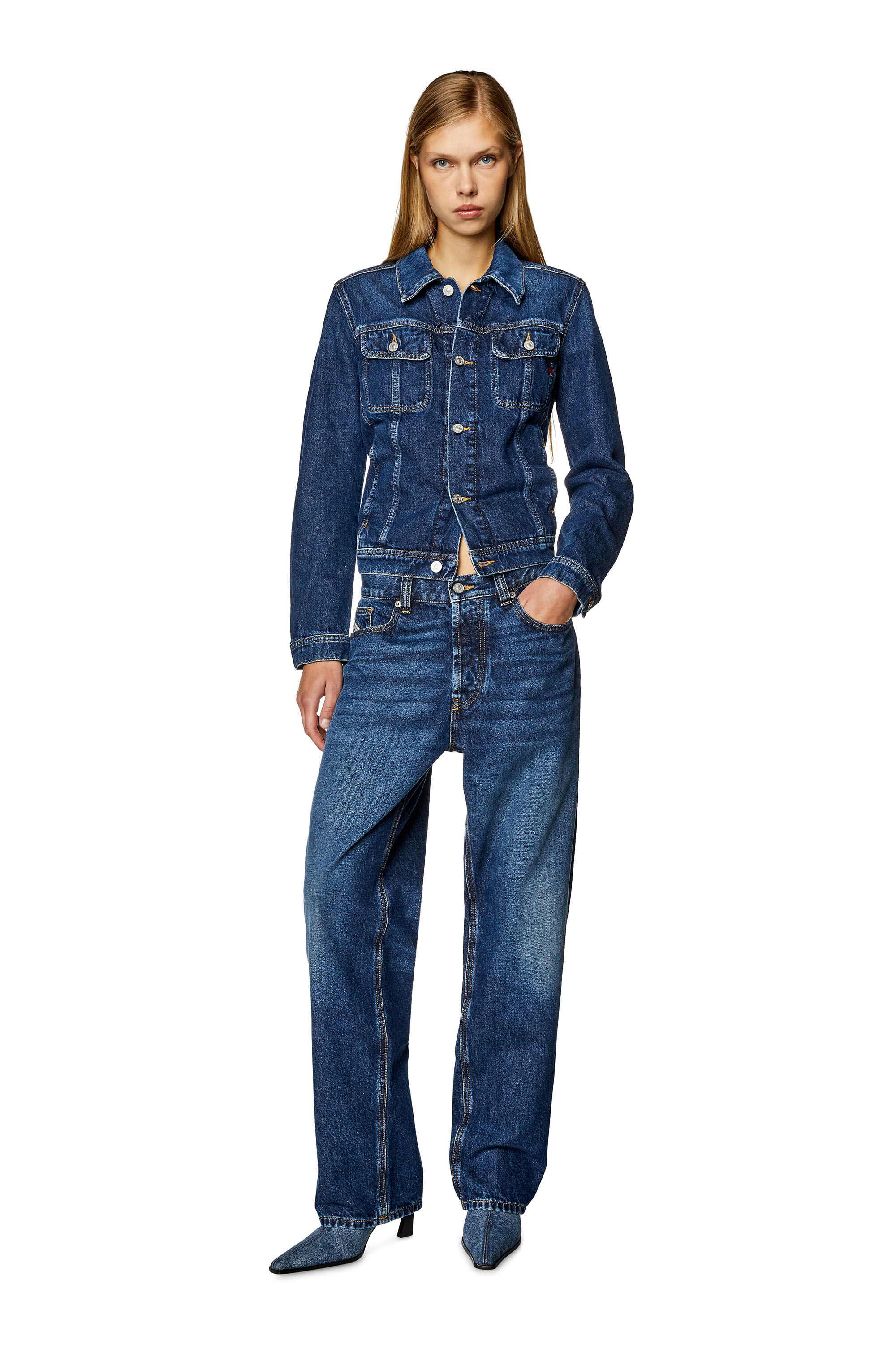 Diesel - DE-BONNY, Woman's Trucker jacket in denim in Dark Blue - 1