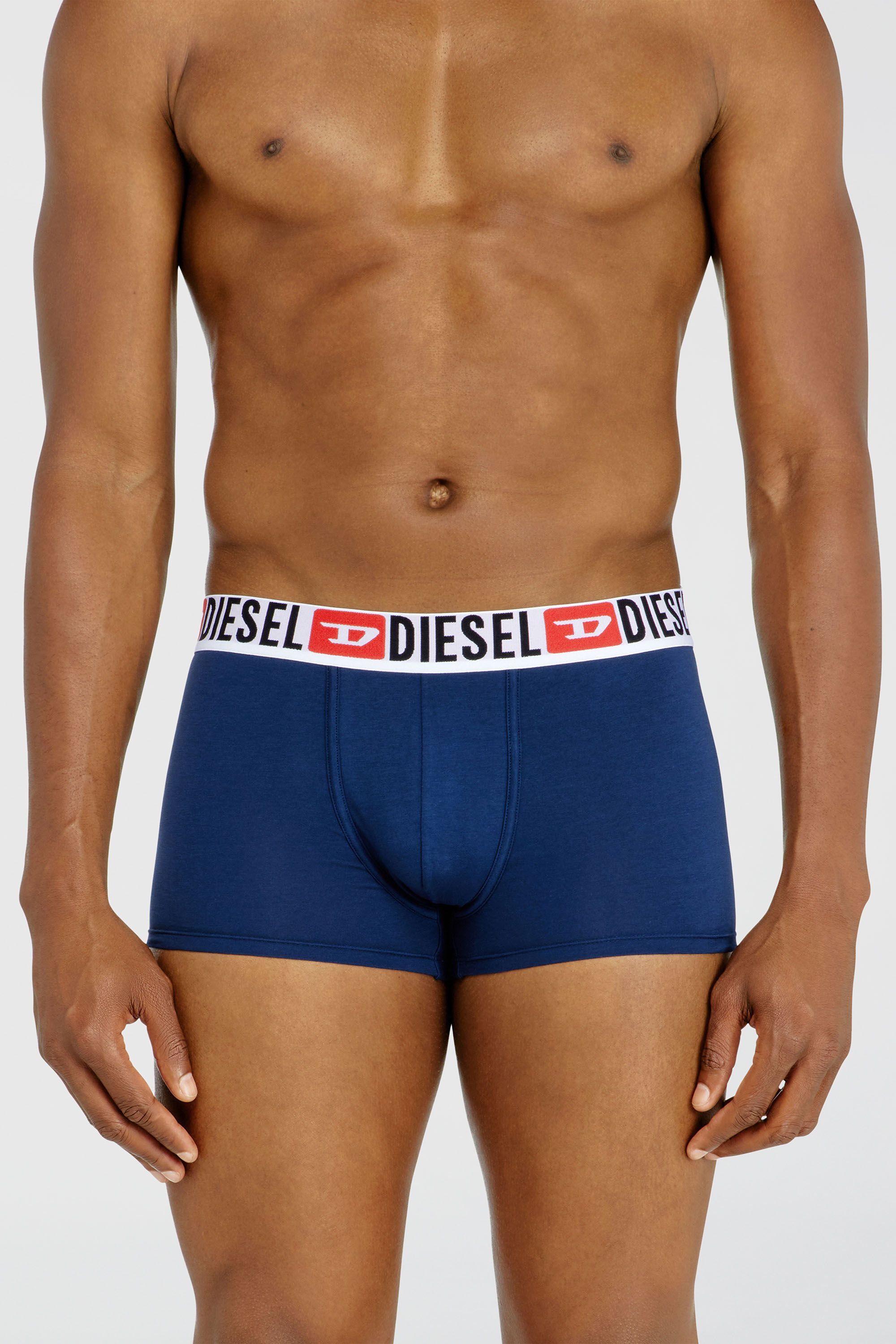 Diesel - UMBX-DAMIENTHREEPACK, Man's Three-pack of all-over logo waist boxers in Blue/Black - 3