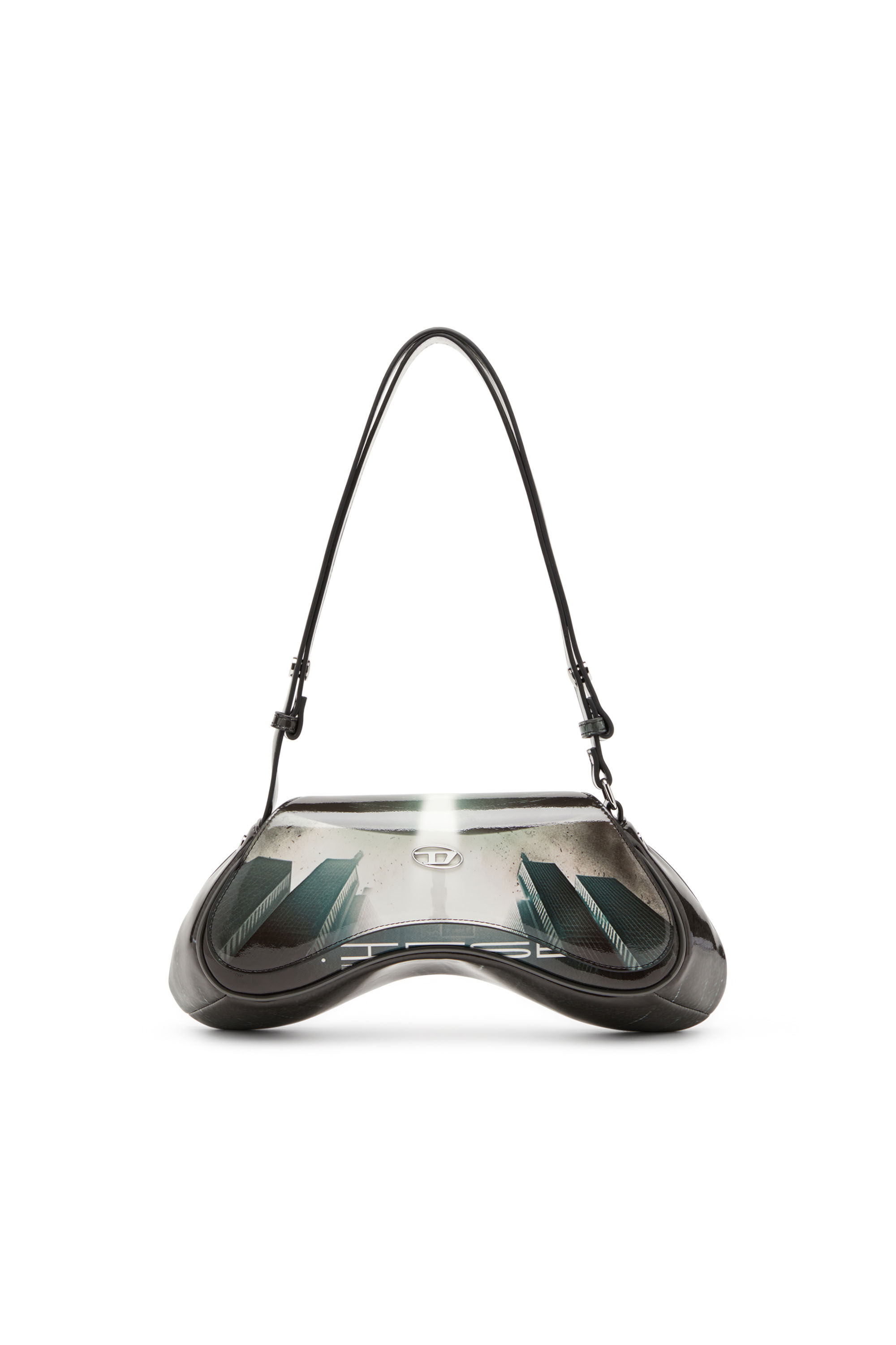 Diesel - PLAY CROSSBODY, Woman's Play-Shoulder bag in printed glossy PU in Dark grey - 1