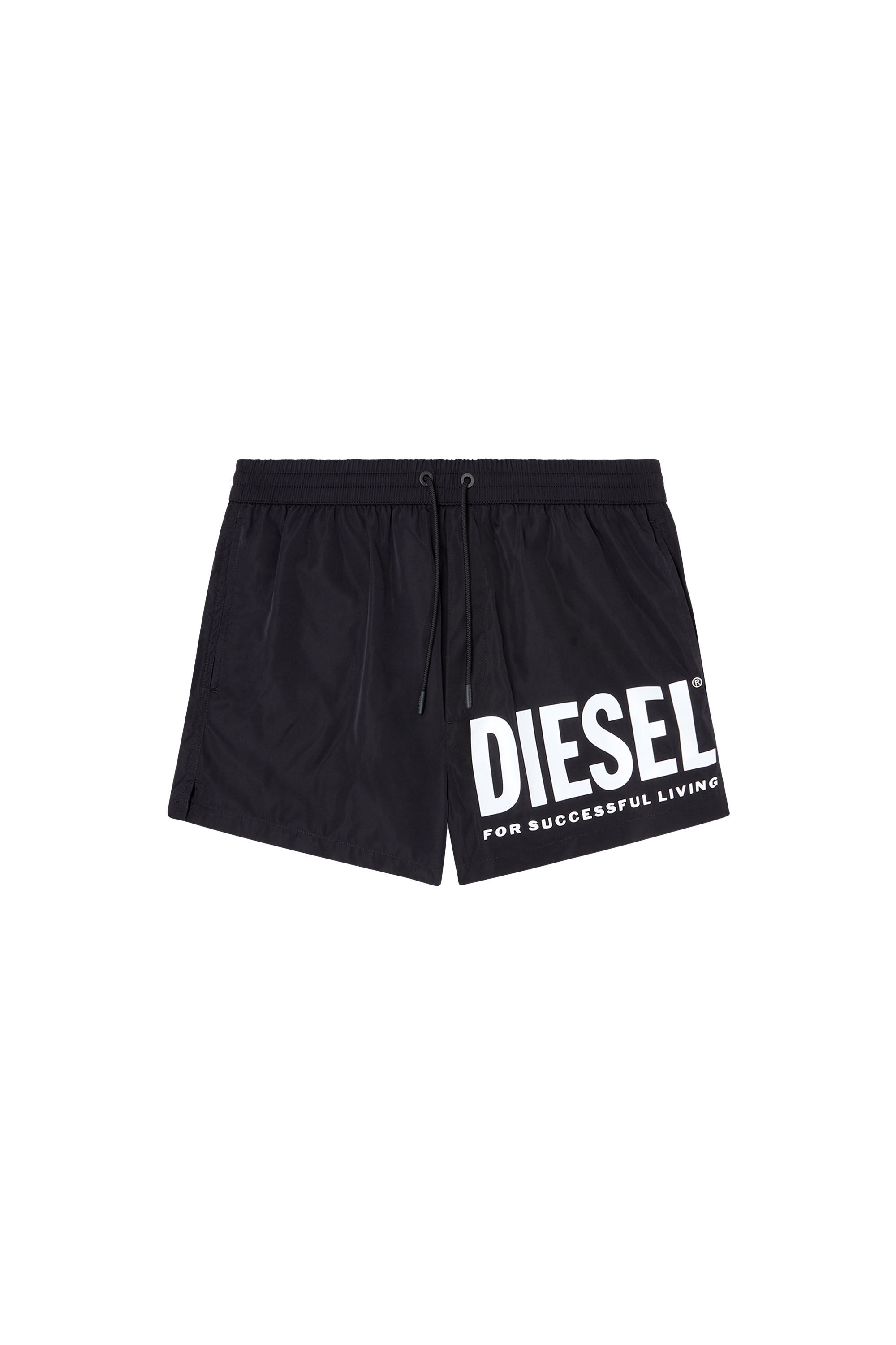 Diesel - MARIO-34-D-CORE, Man's Swim shorts with logo print in Black/White - 1