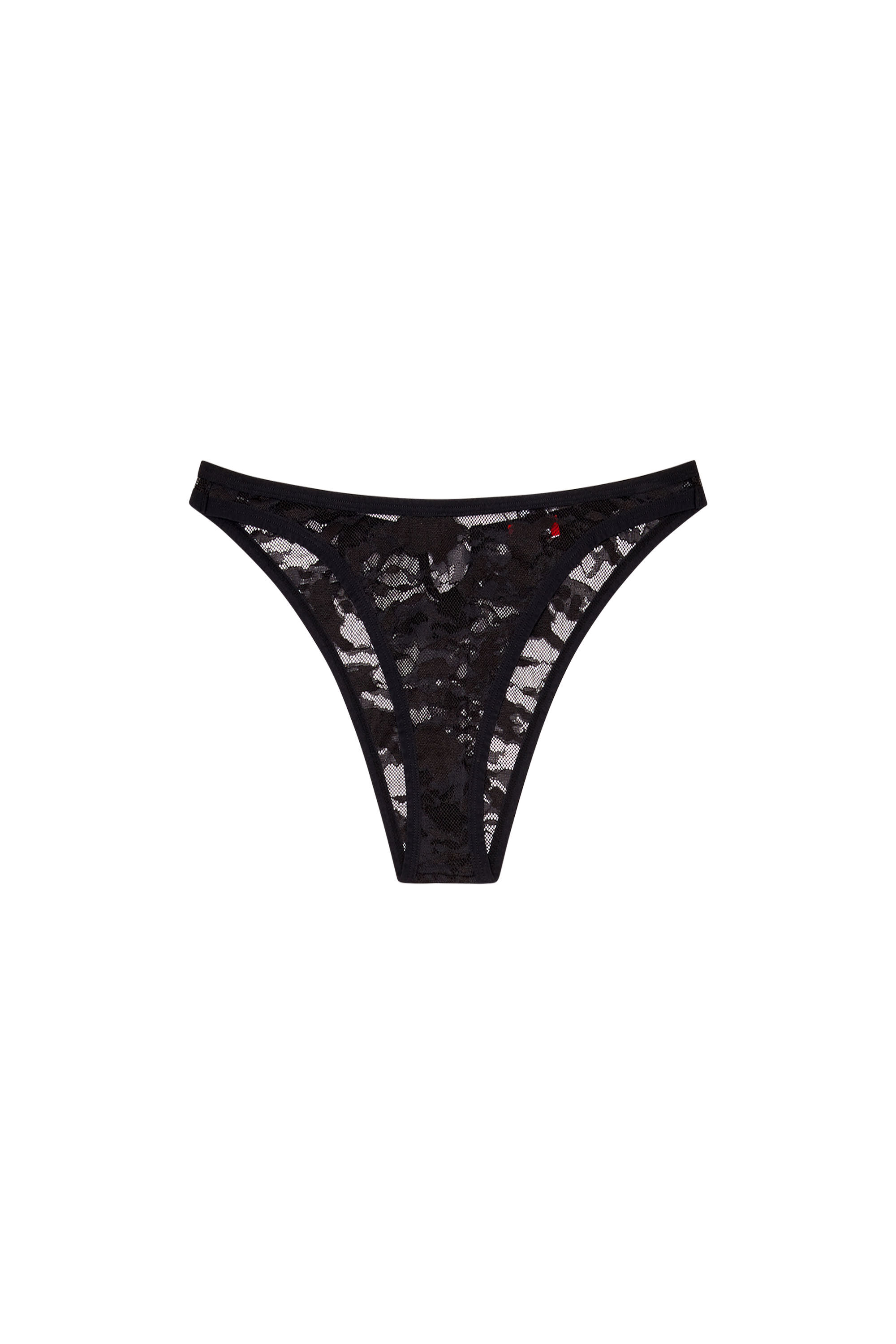 Diesel - UFPN-D-OVAL-PUNCHY-BRIEF, Woman's Camo lace briefs with Oval D plaque in Black - 2