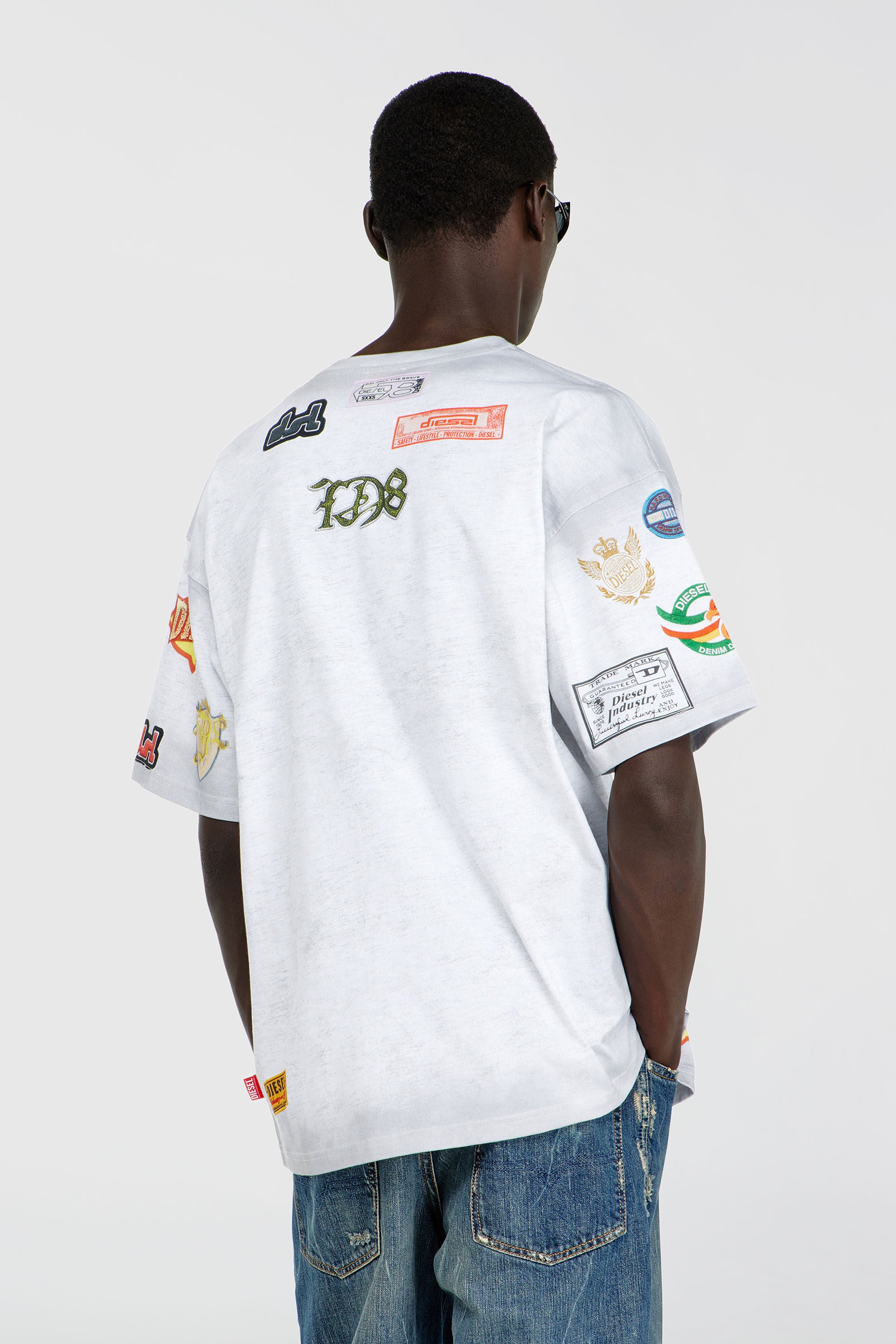 Diesel - T-BOXT-AA6, Man's Cotton T-shirt with all-over patches print in White - 4