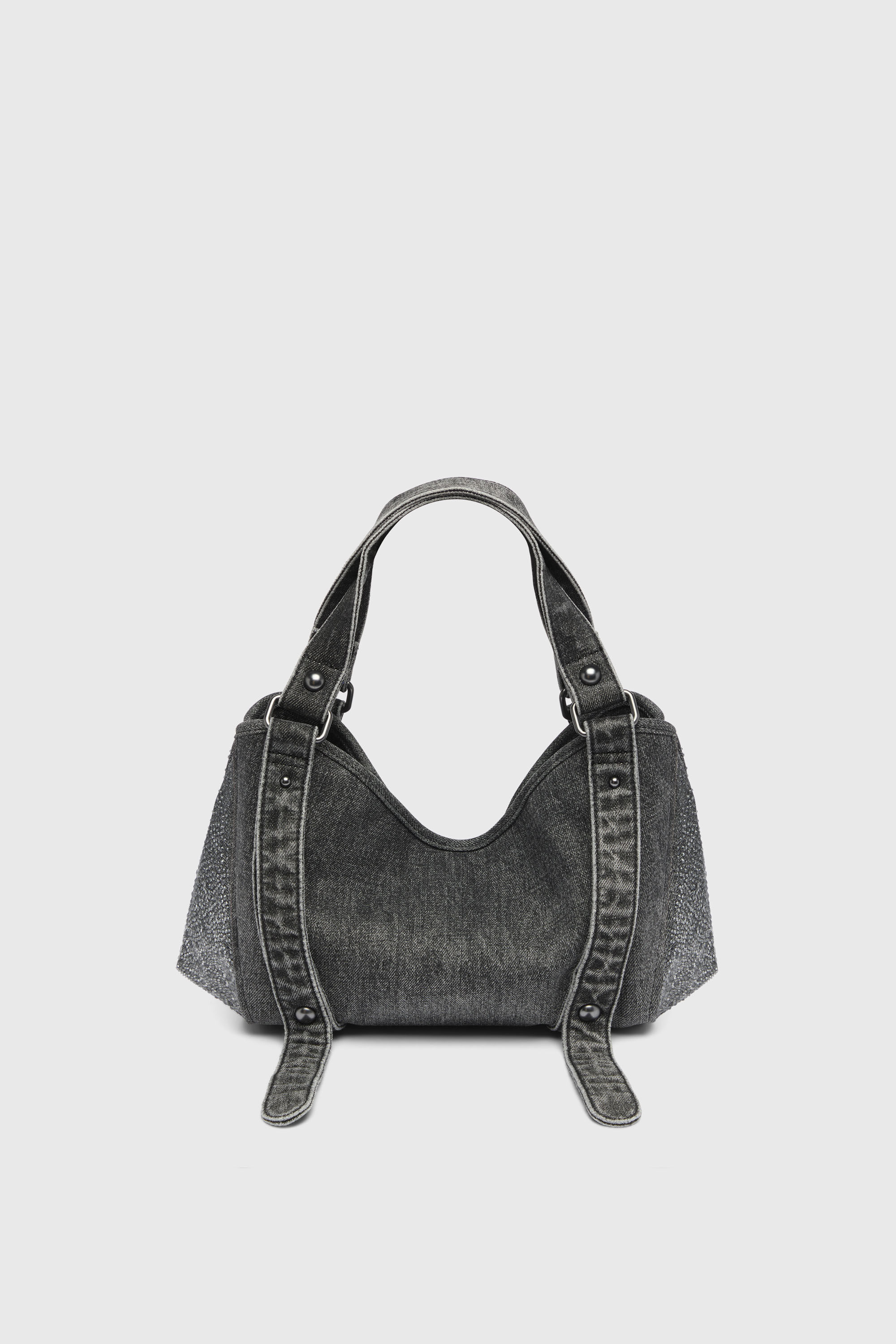 Diesel - D-ONE TOPHANDLE S, Woman's D-One-Small top-handle bag in crystal solarised denim in Black - 2
