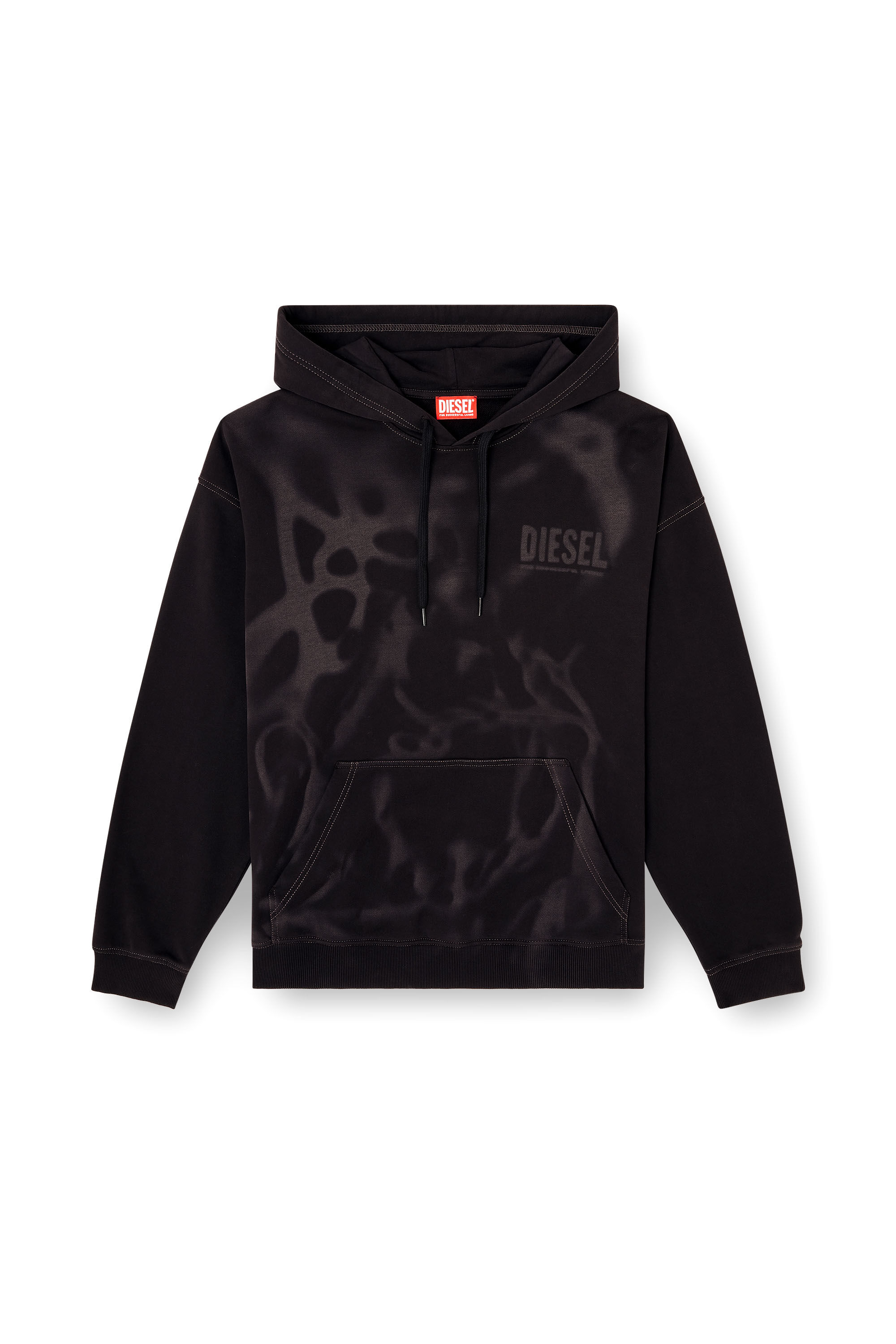 Diesel - S-BOXT-HOOD-V2, Man's Cotton hoodie with lasered prints in Black - 2
