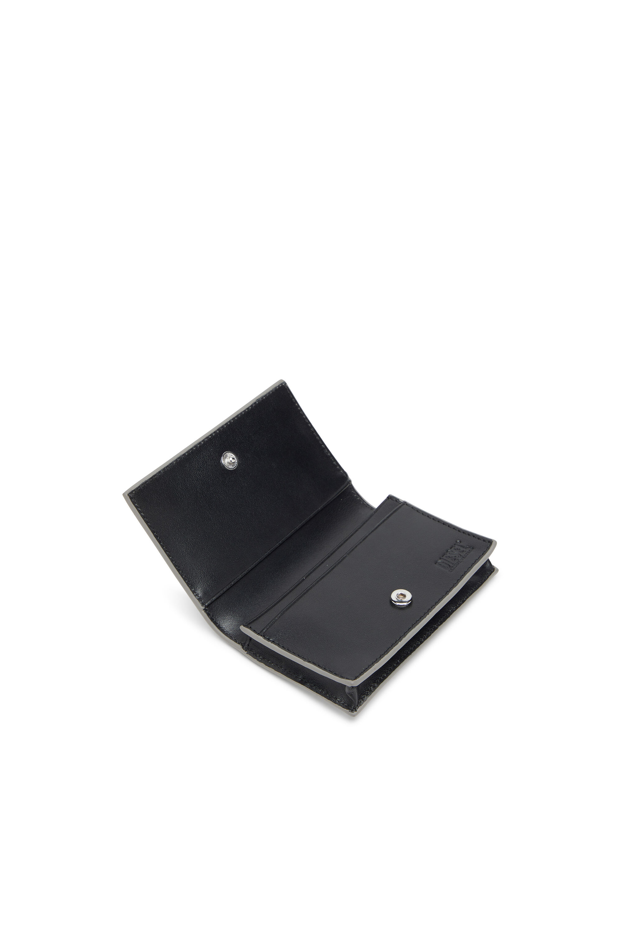 Diesel - 1DR CARD HOLDER IV, Woman's Metallic leather card holder in Silver - 3