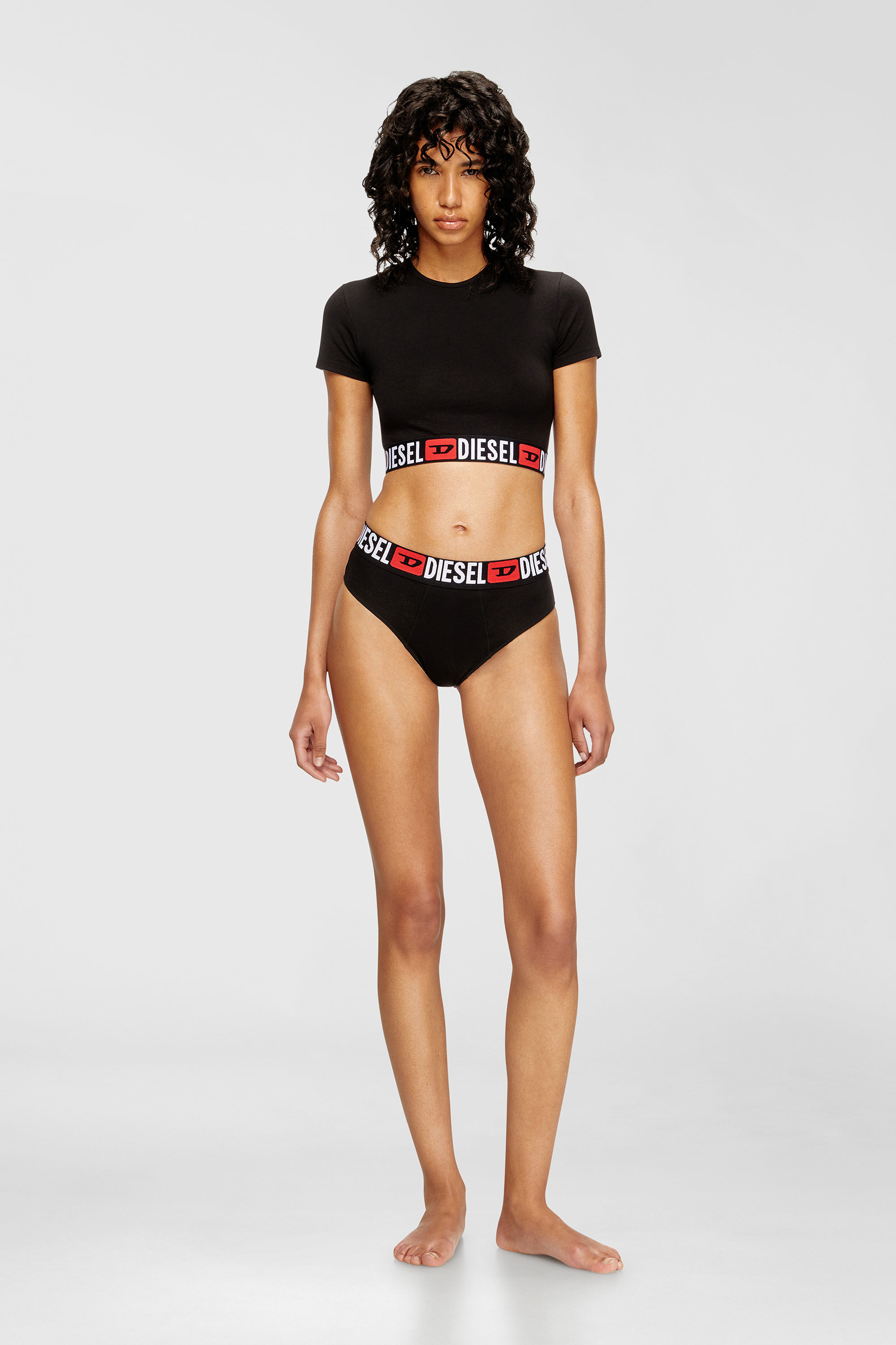 Diesel - IRMA-D-CORE, Woman's Cropped top with logo band in Black - 1