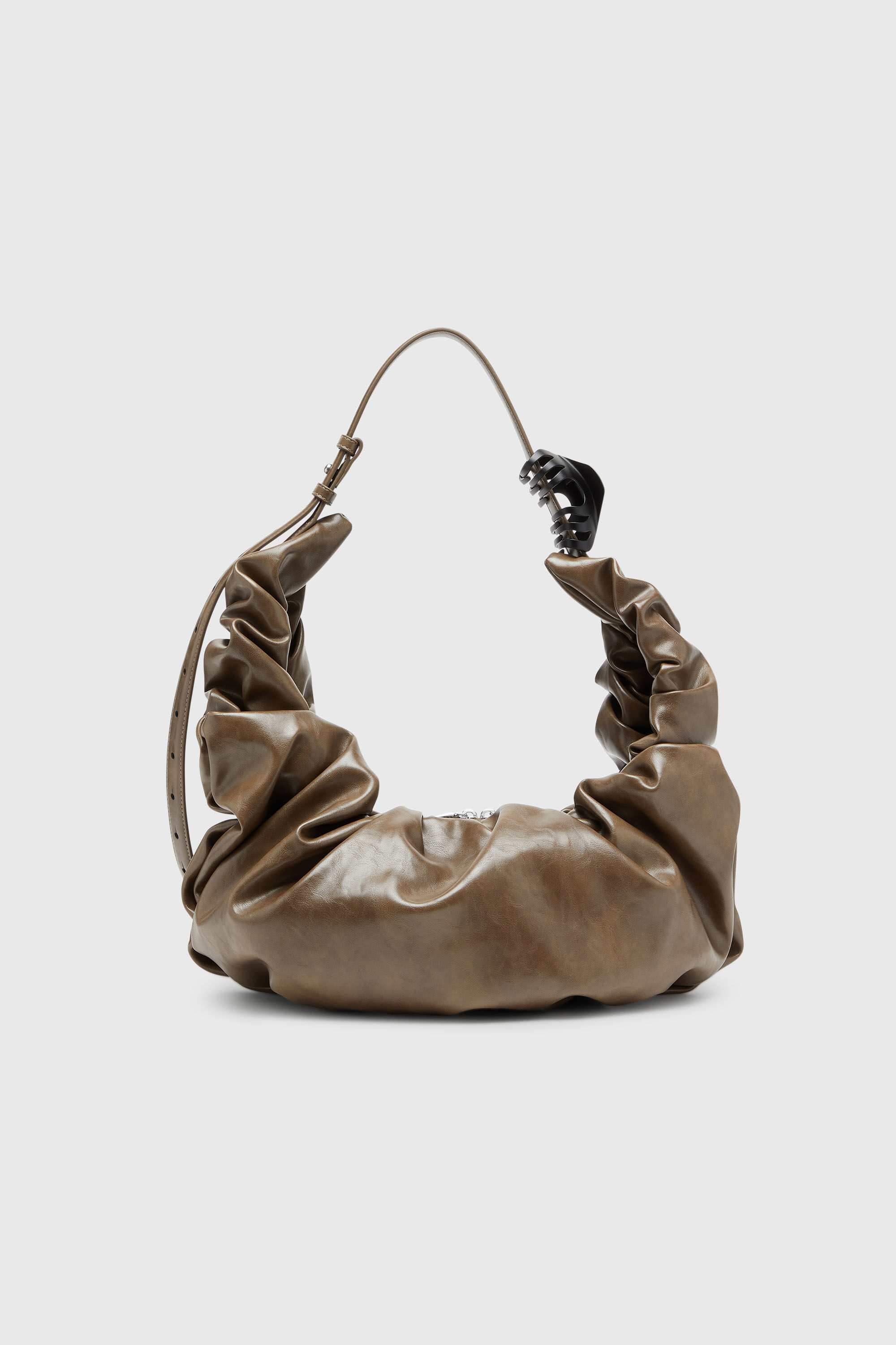 Diesel - GRAB-D HOBO L, Woman's Grab-D-Large scrunched hobo bag in Beige - 3