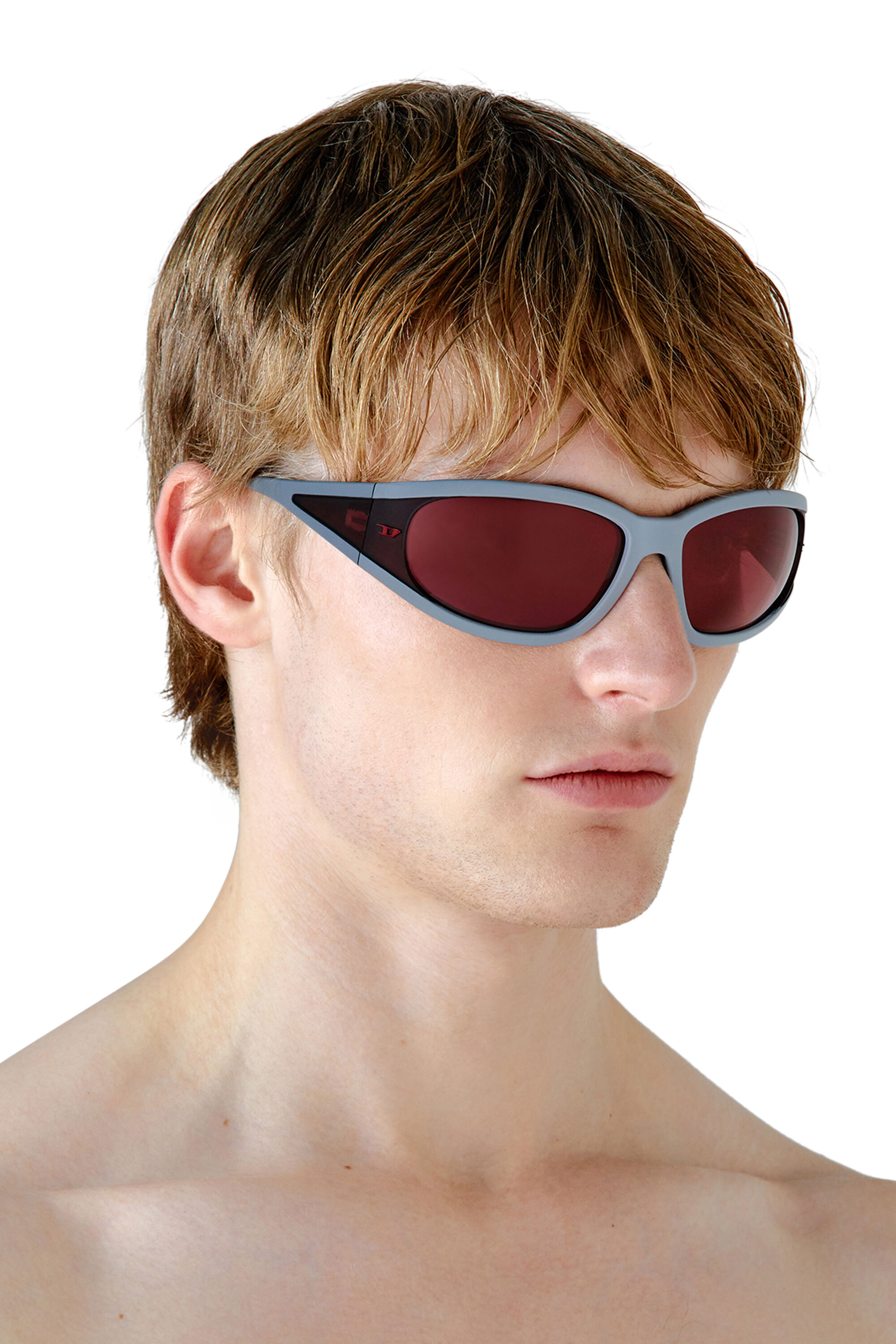 Diesel - 0DL3002, Unisex's Rectangular sunglasses in acetate in Grey/Red - 4