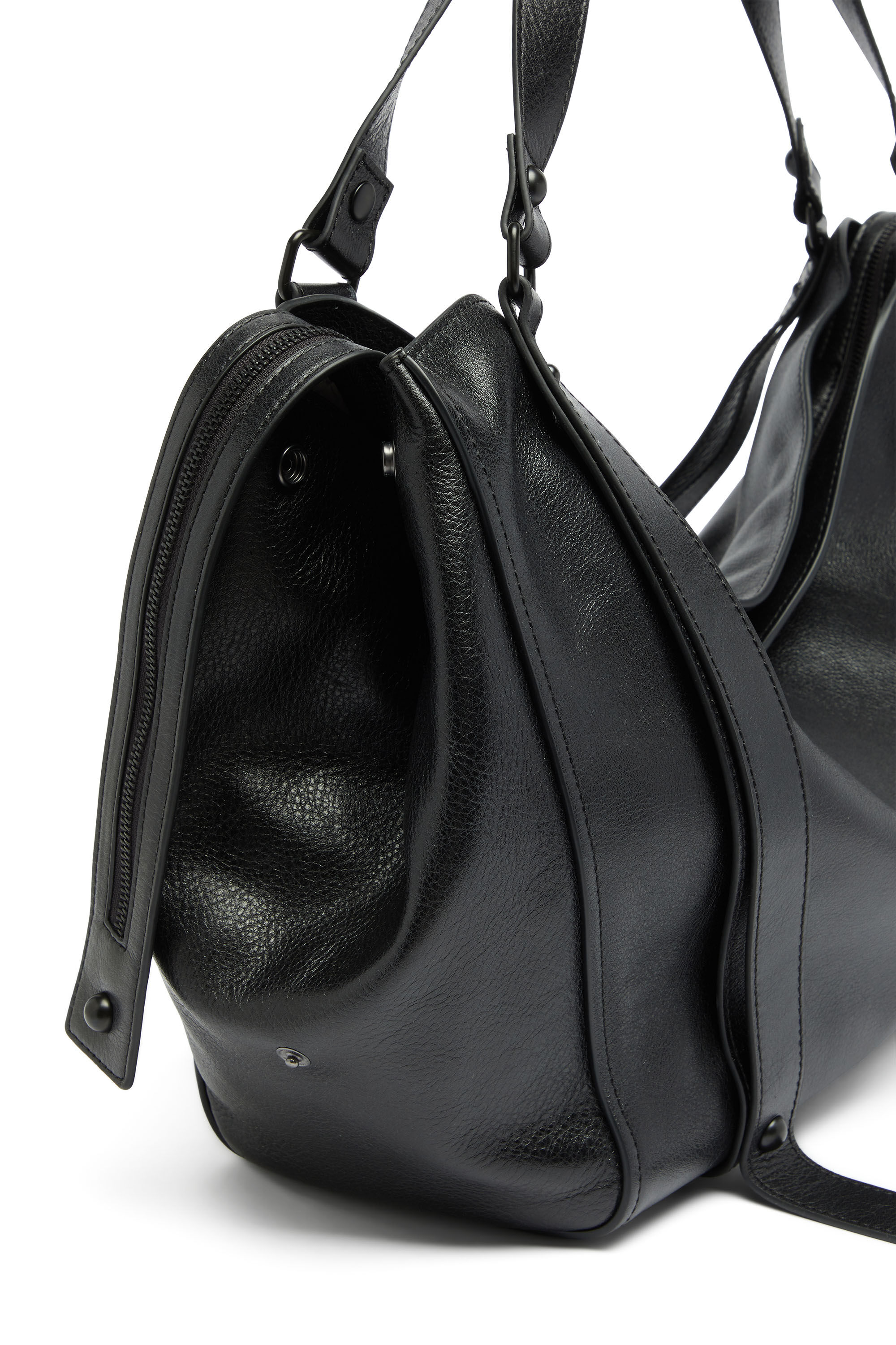 Diesel - D-ONE TOPHANDLE L, Unisex's D-One-Large top-handle bag in leather in Black - 5