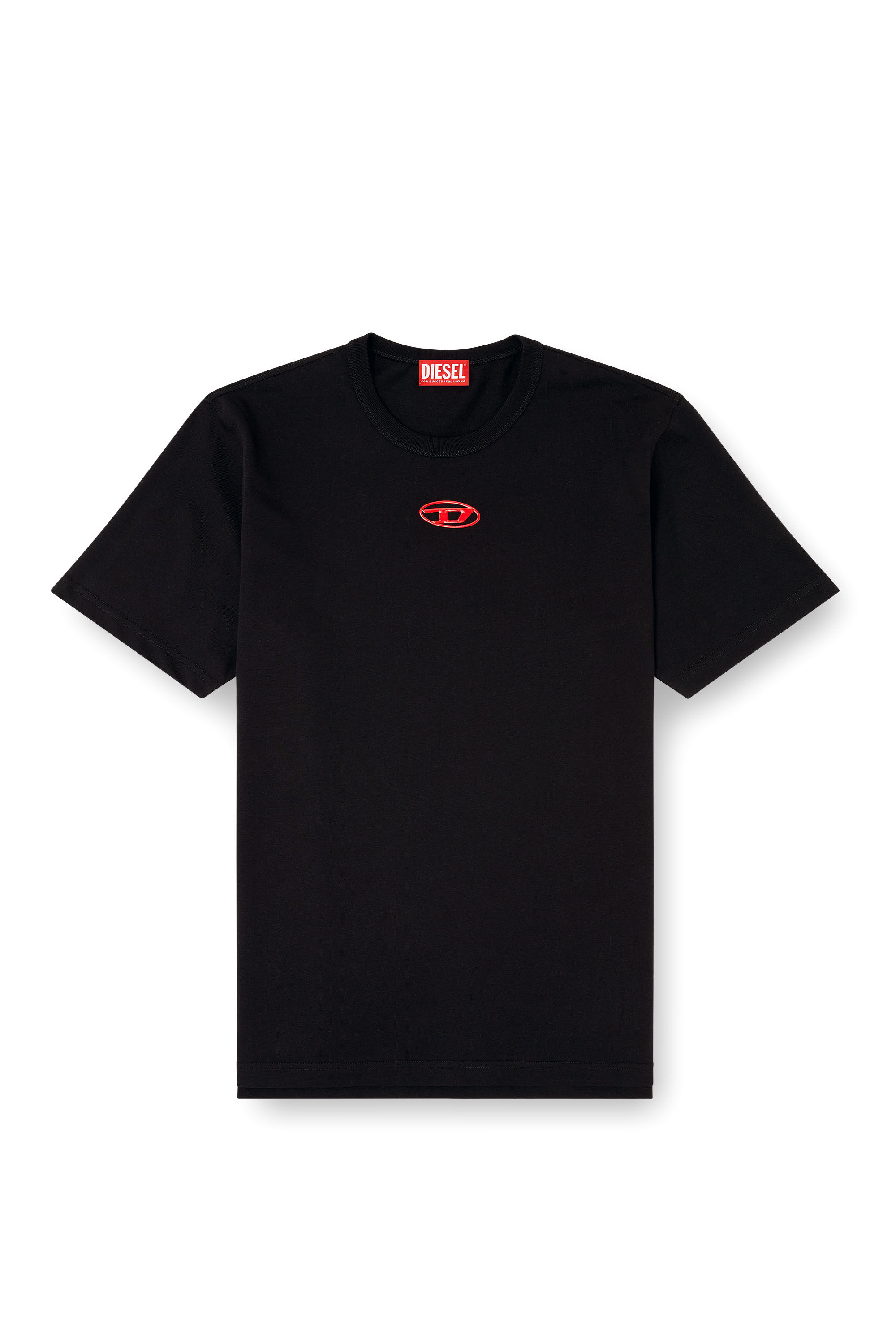 Diesel - T-ADJUST-OD, Man's T-shirt with metallic Oval D in Black - 2