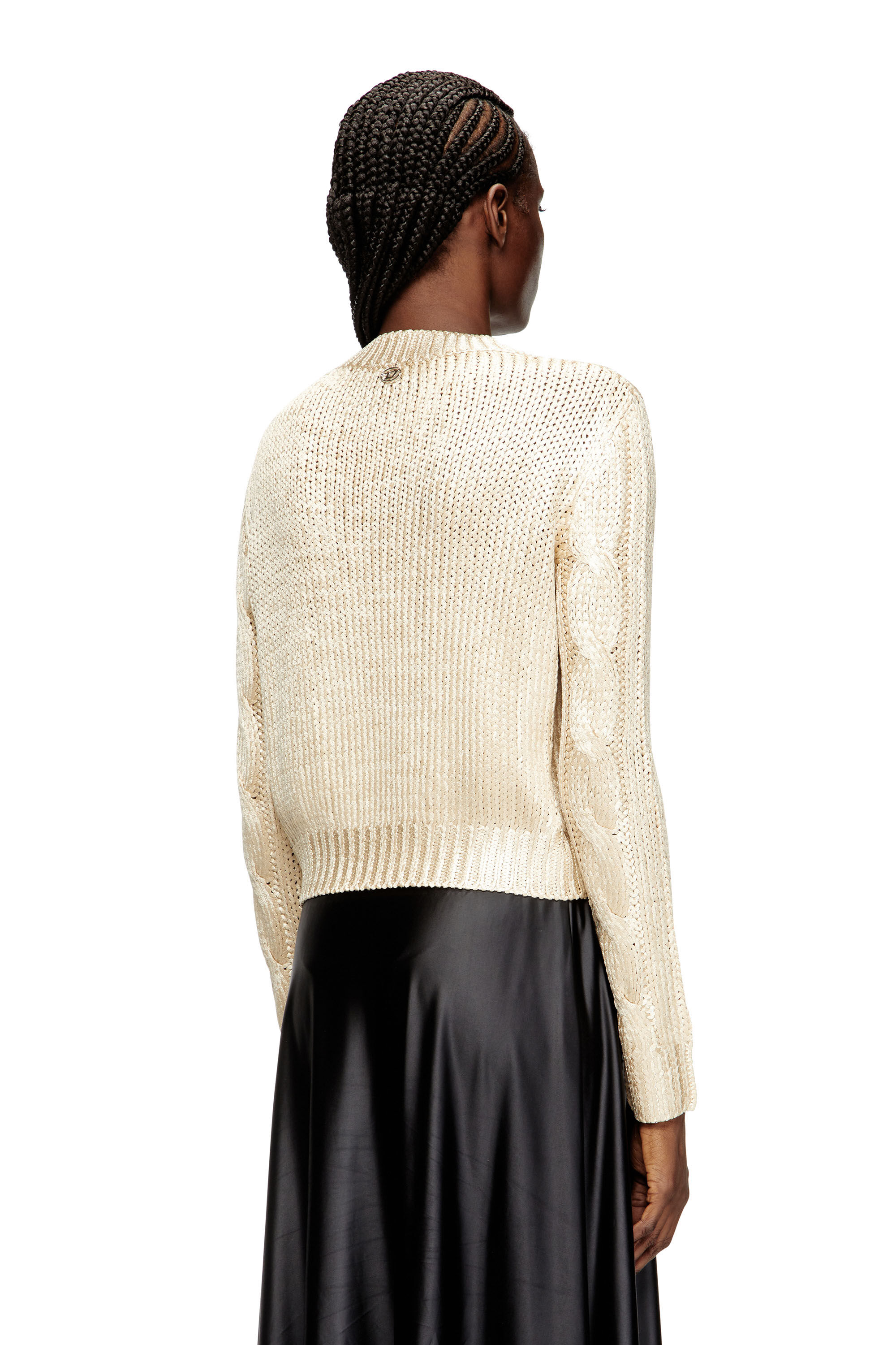 Diesel - M-MICCHA, Woman's Cable-knit jumper with shiny effect in null - 4