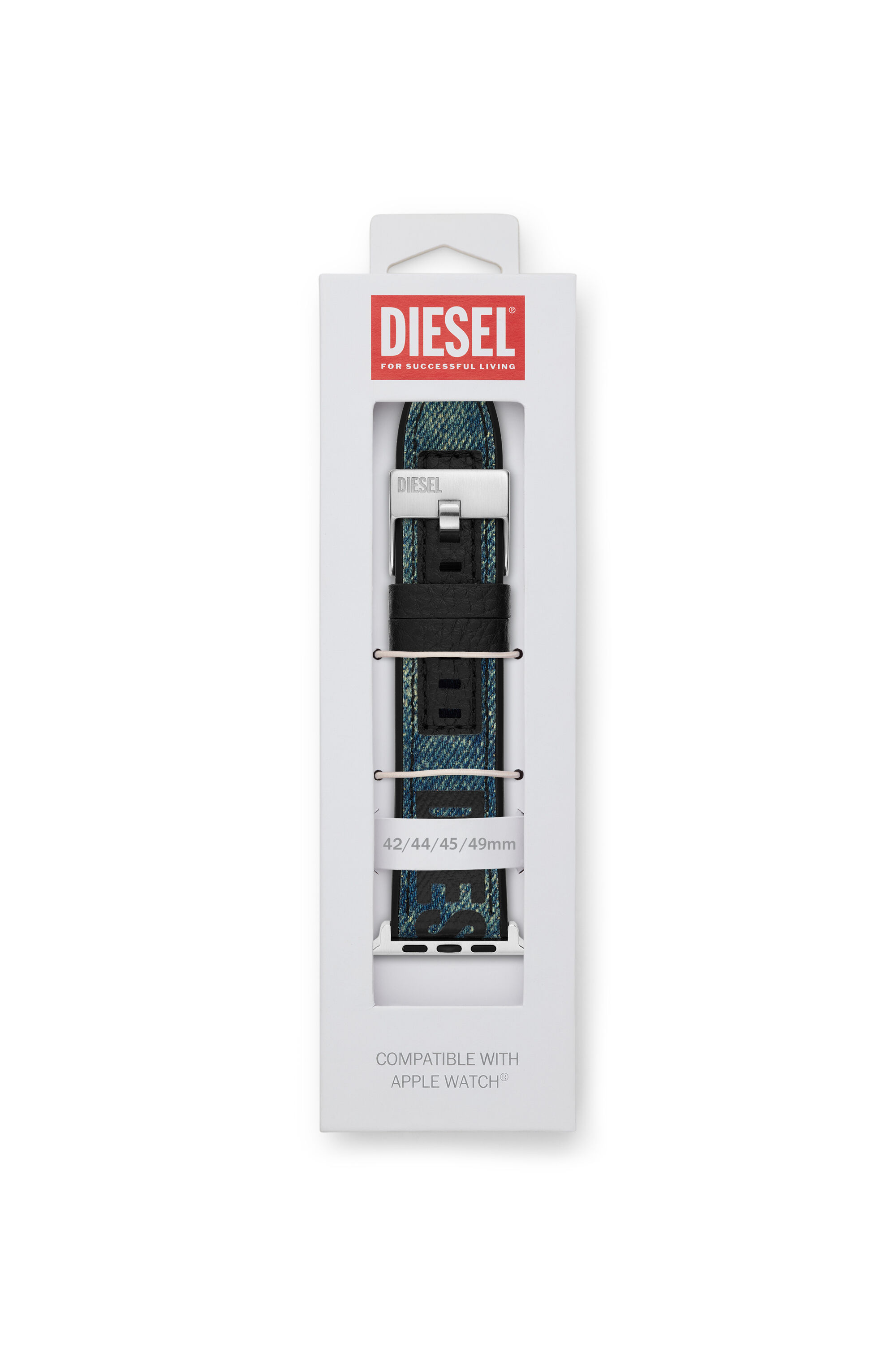 Diesel - DSS0016, Unisex's Leather Band for Apple Watch®, 42mm, 44mm, 45mm in Blue - 2
