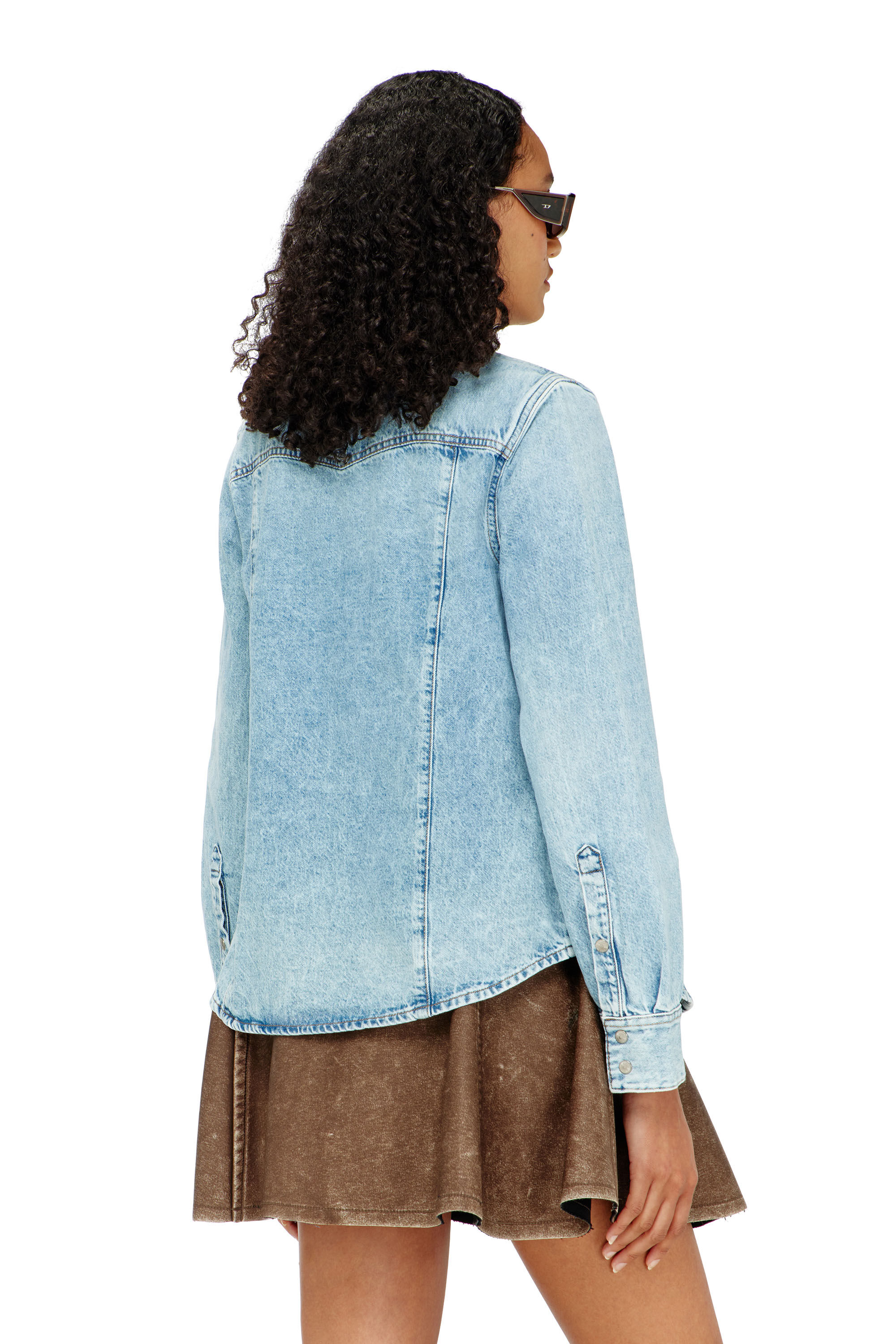 Diesel - DE-WAVES, Woman's Western shirt in denim in Light Blue - 4