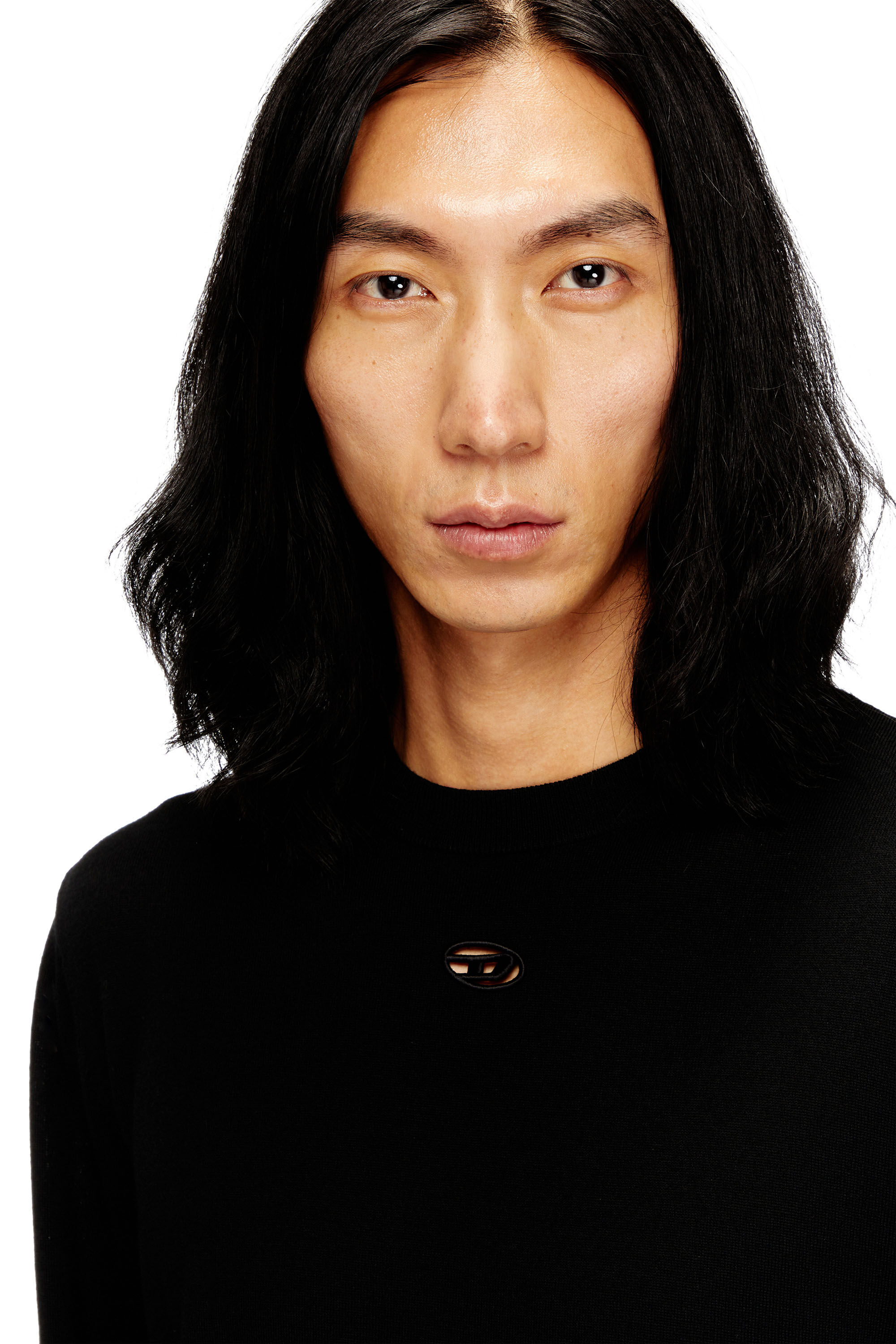 Diesel - K-VALIAM, Man's Wool jumper with cut-out logo in Black - 5