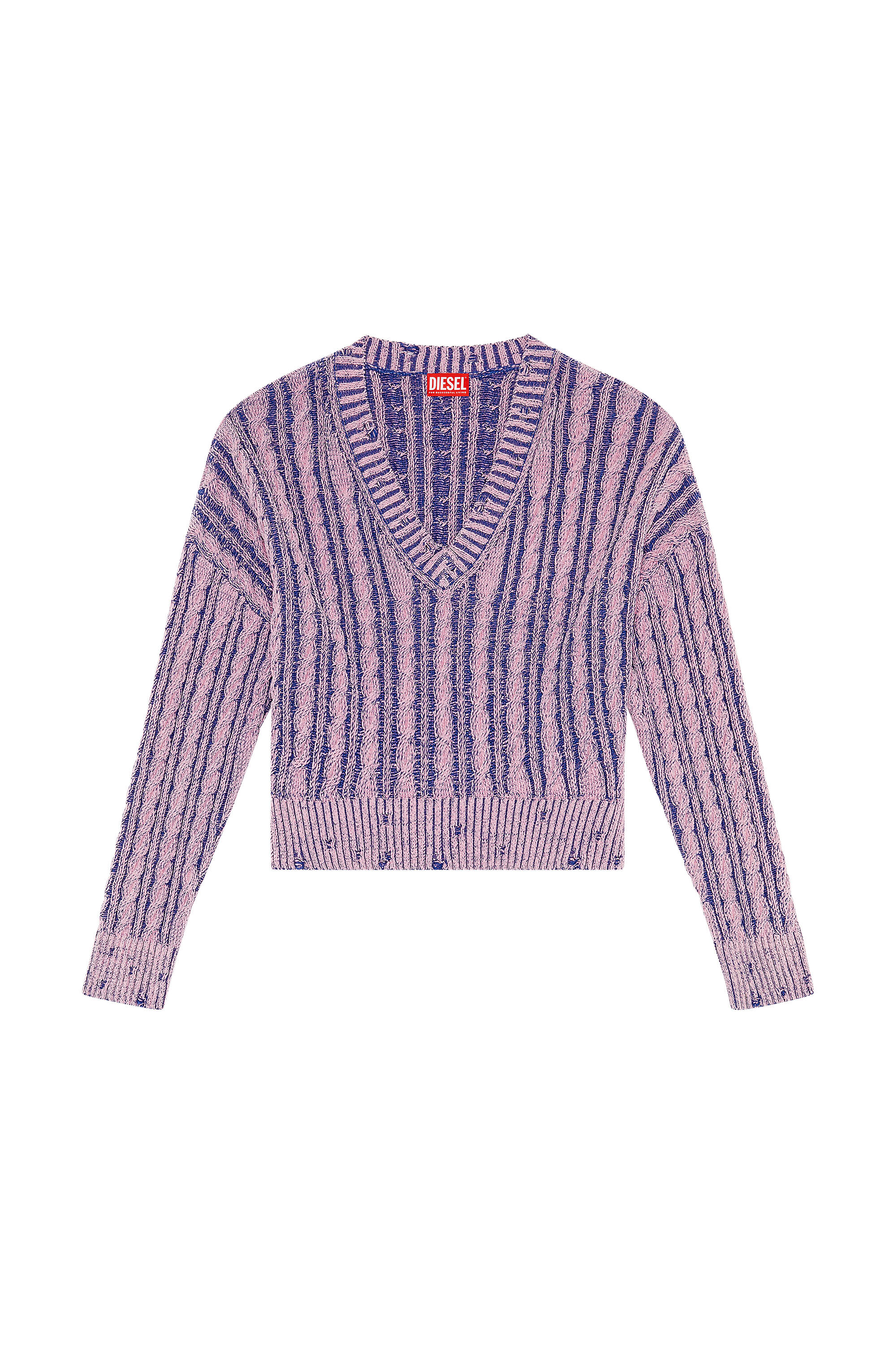Diesel - M-OXIA, Woman's Chunky jumper in two-tone cotton in Lilac - 2