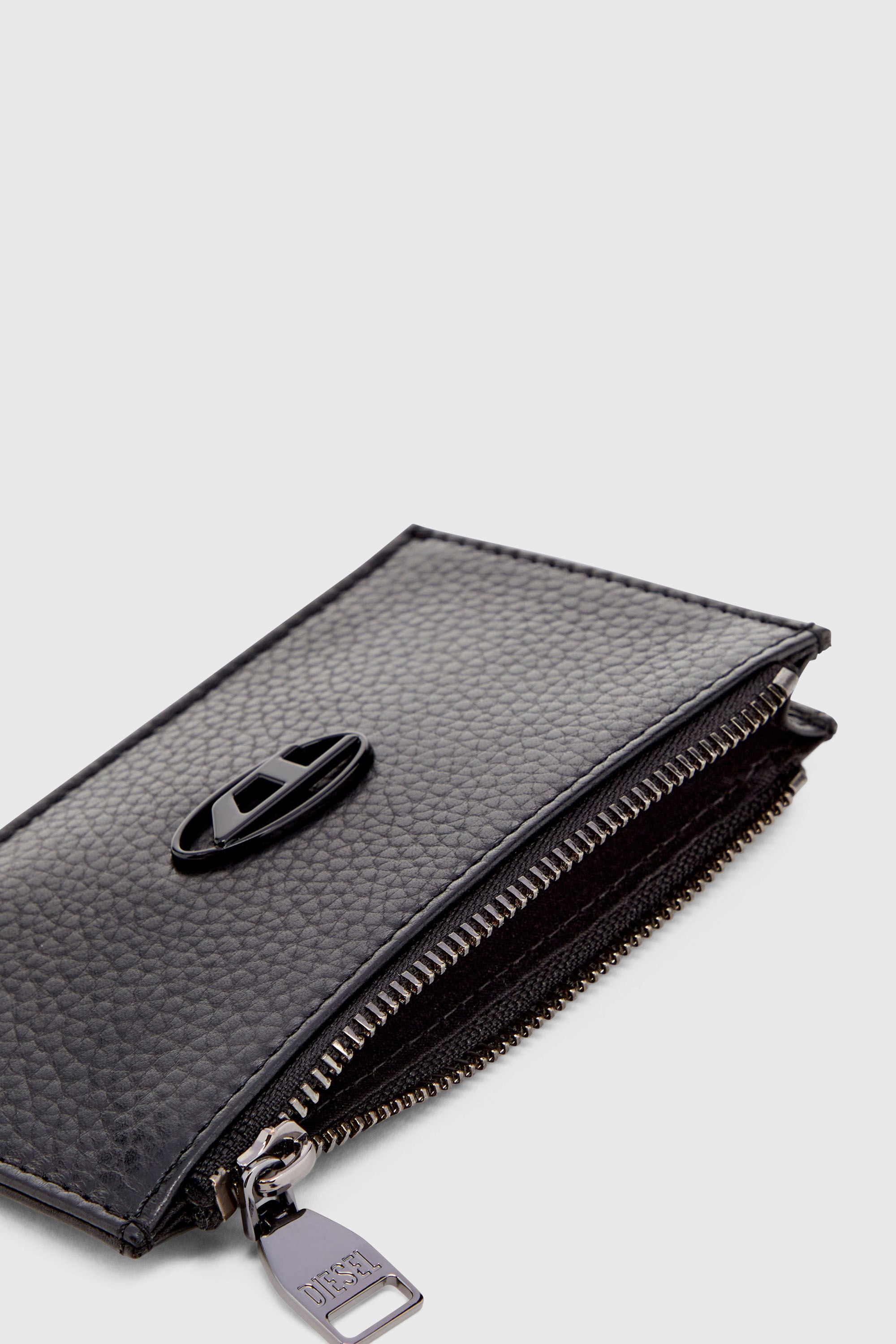 Diesel - HISSU EVO CARD HOLDER III, Man's Flat card holder in grainy leather in Black - 3