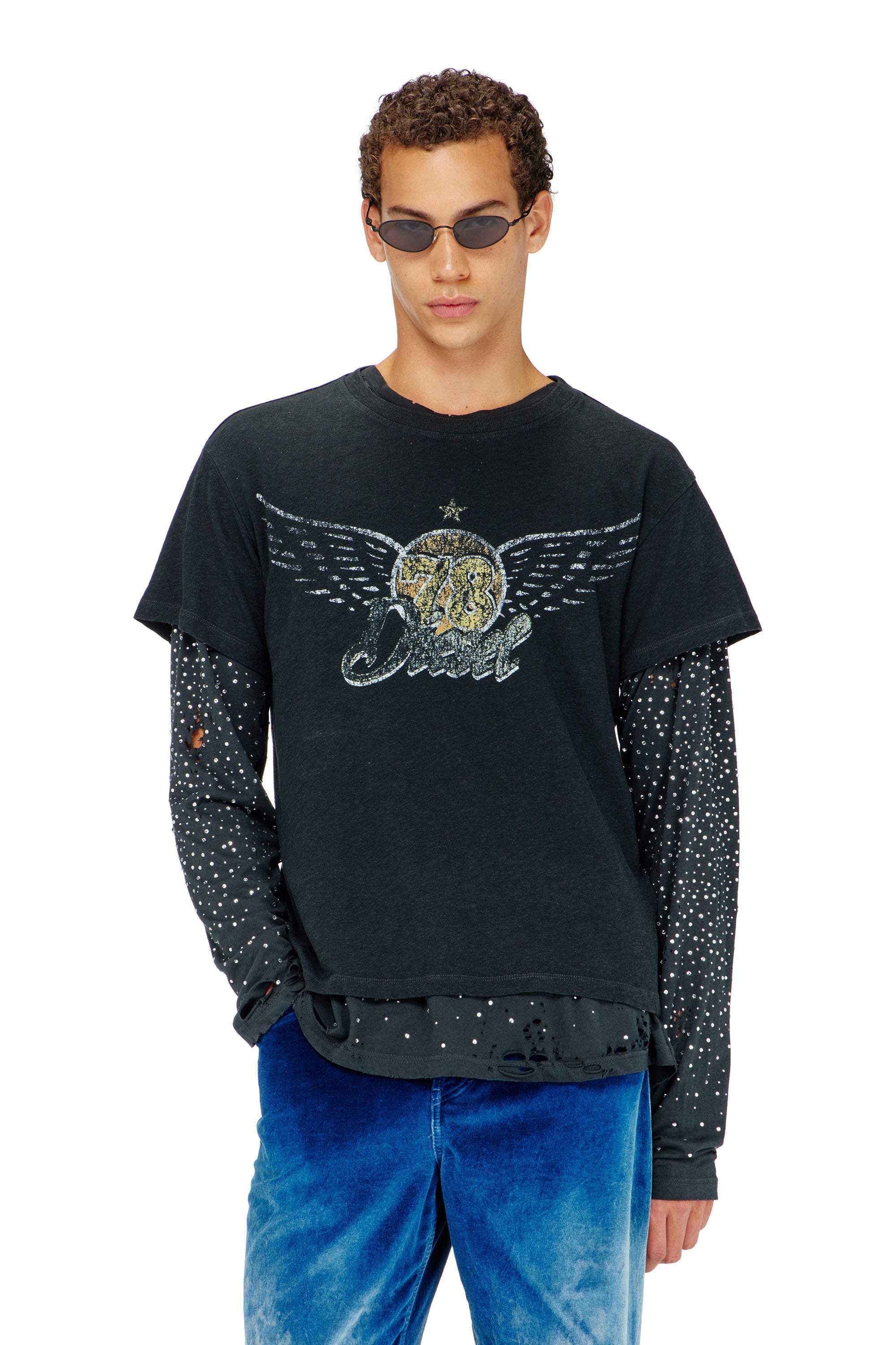 Diesel - T-GERIO-A, Man's Cotton-hemp T-shirt with concert graphics in null - 3