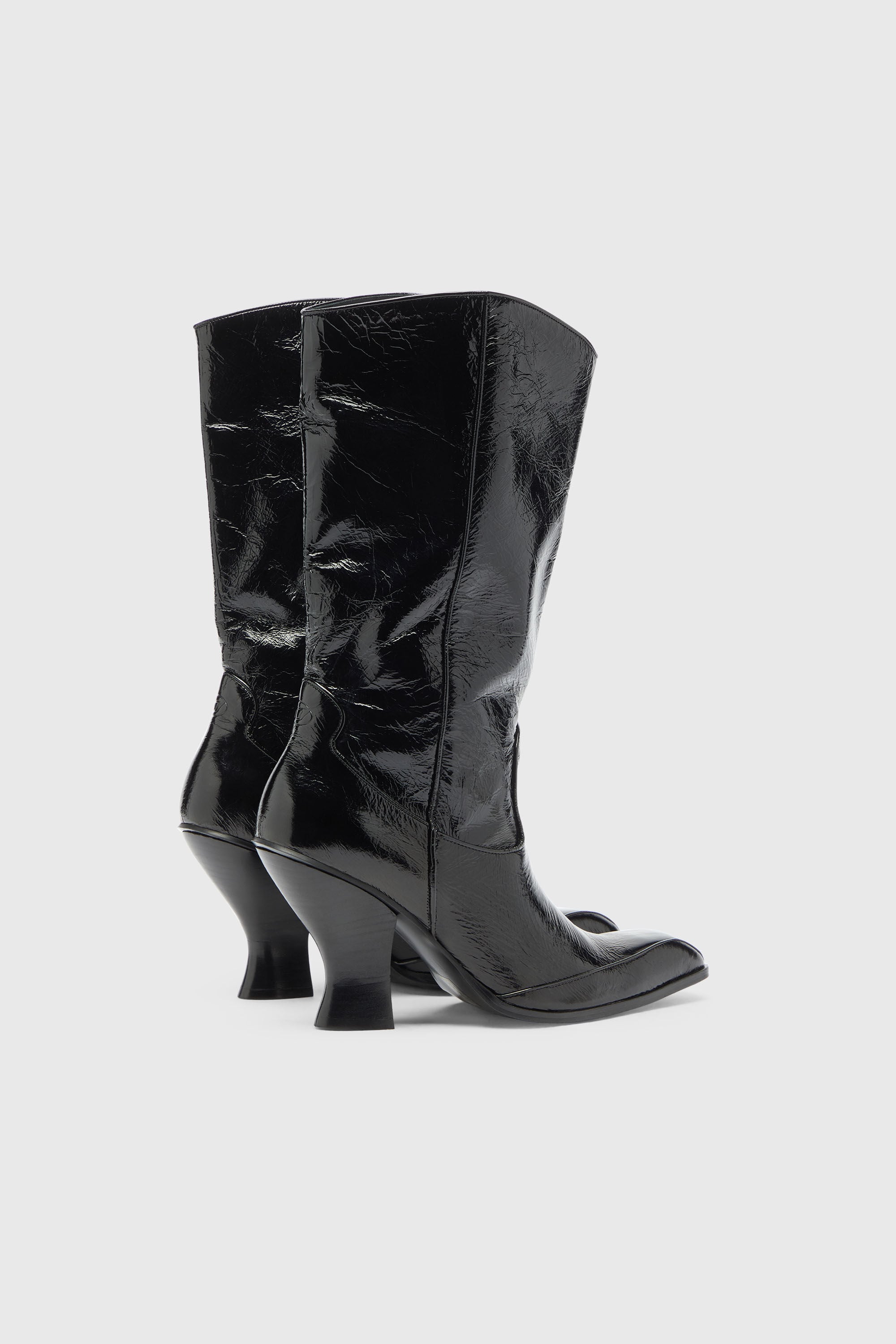 Diesel - D-LUFFY-75-TUBE, Woman's D-Luffy - Knee-high boots in patent leather in Black - 3