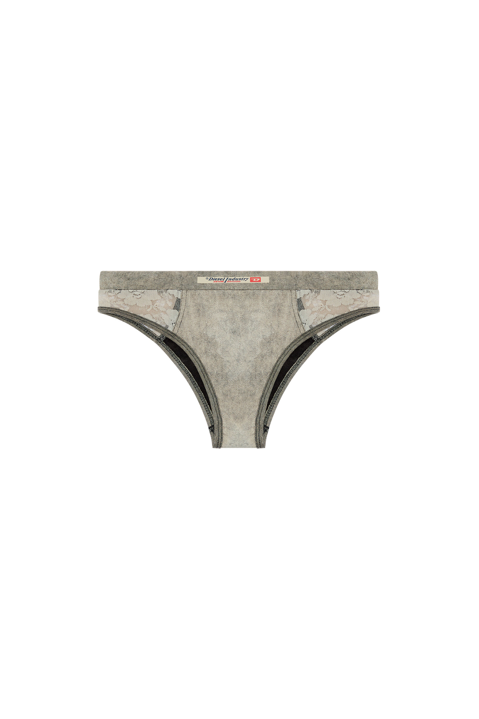 Diesel - UFPN-DENIM-LACE-BIKINI-BRIEF, Woman's Marbled briefs with lace panels in Dark grey - 2