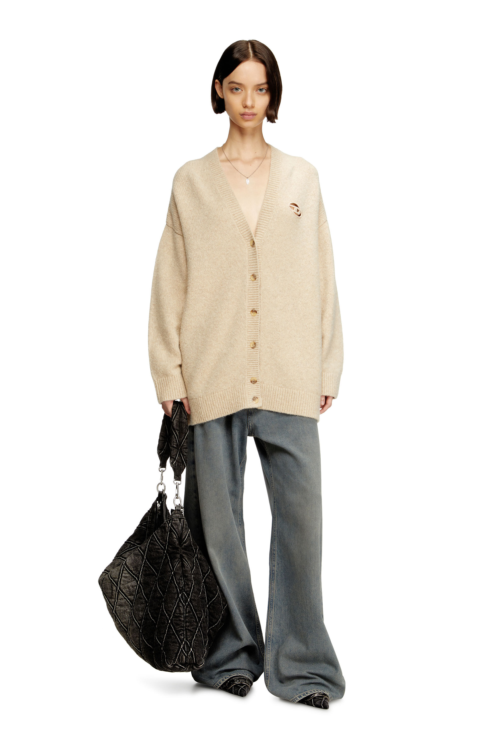 Diesel - M-AREELA, Woman's Cardigan in wool and alpaca blend in Beige - 1