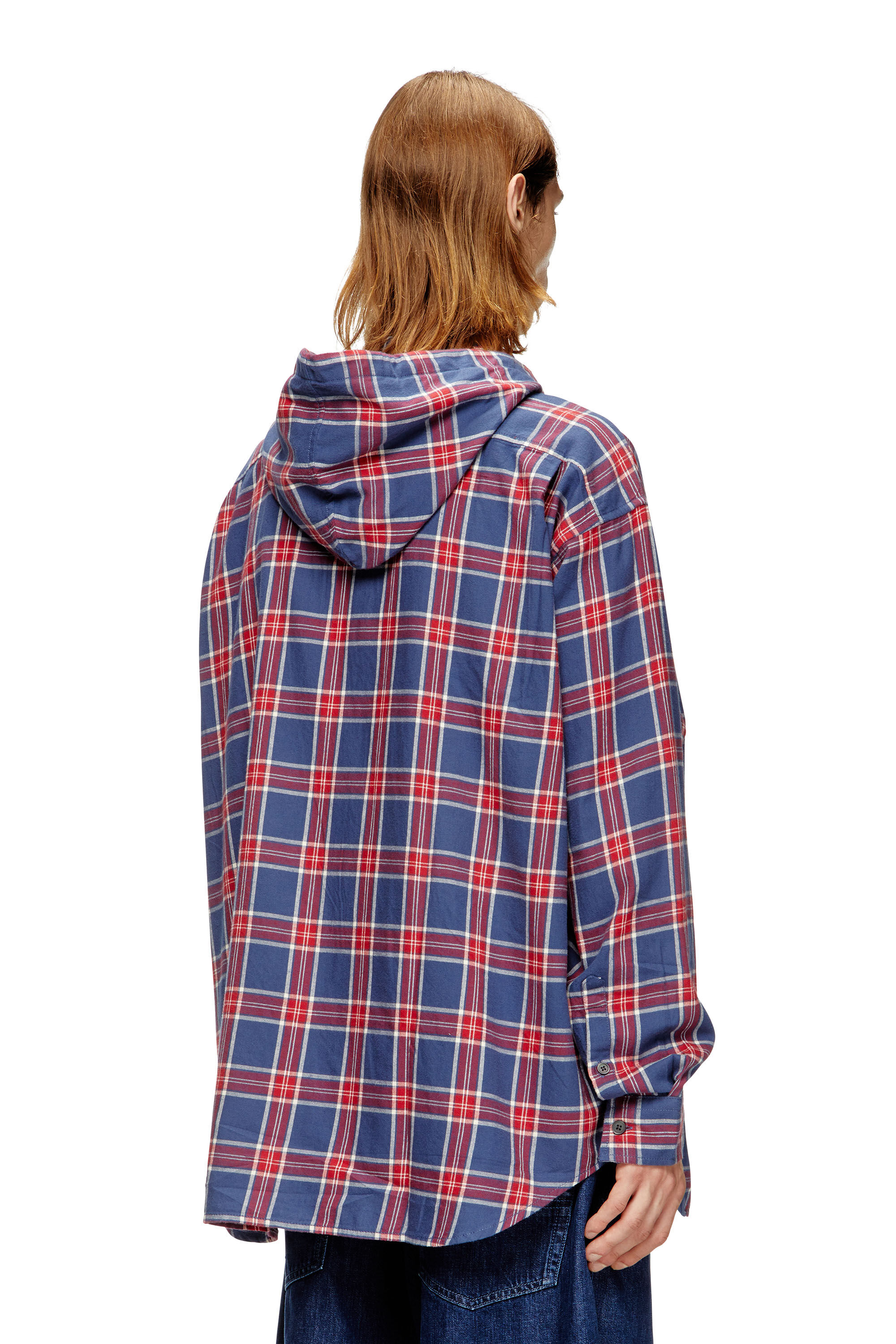Diesel - S-DEWNY-HOOD-AJFI, Man's Cotton hooded shirt with 3D embroidery in null - 3