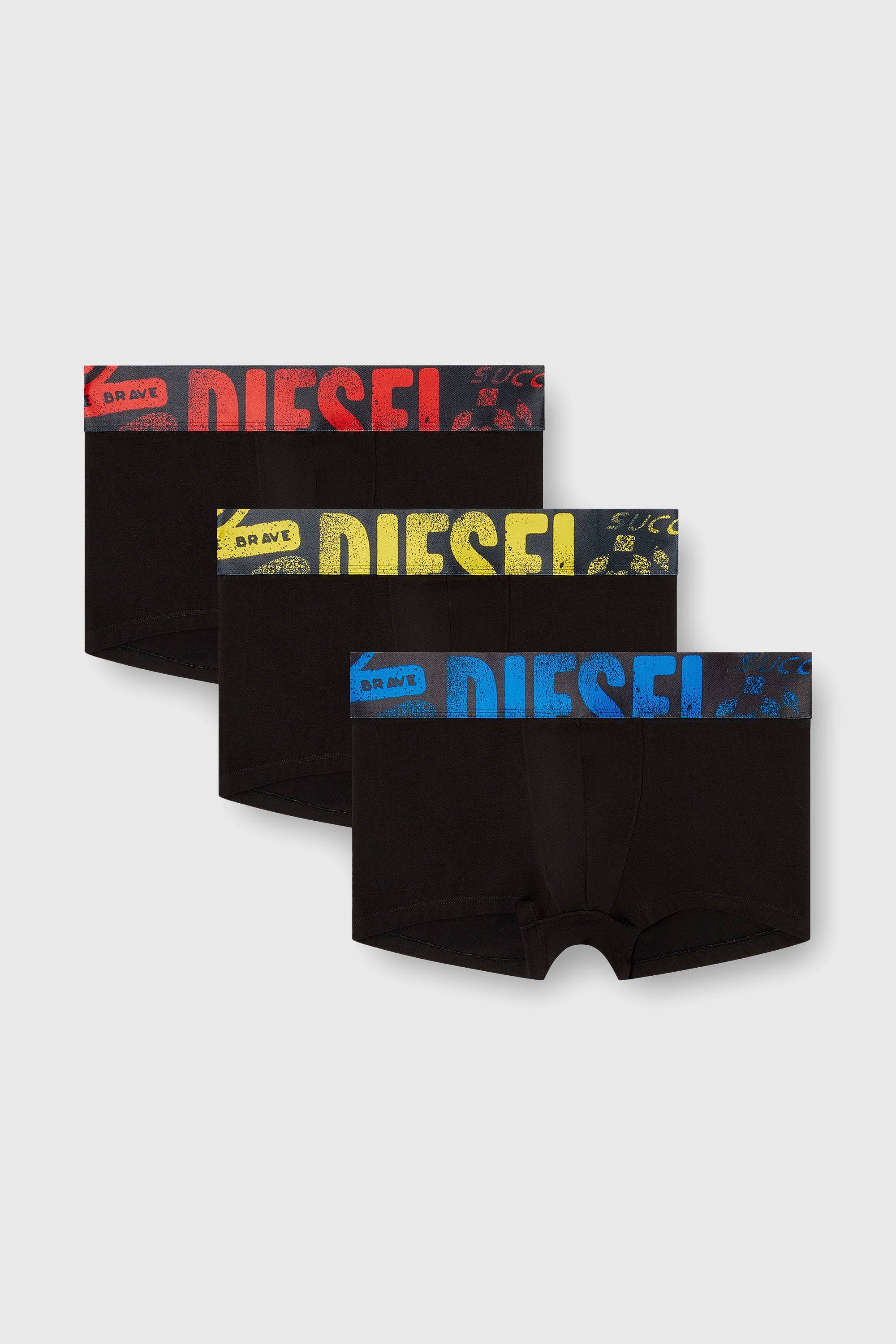 Diesel - UMBX-DAMIENTHREEPACK-5.5EL, Man's Three-pack of trunks with multicoloured logo in Multicolor/Black - 2