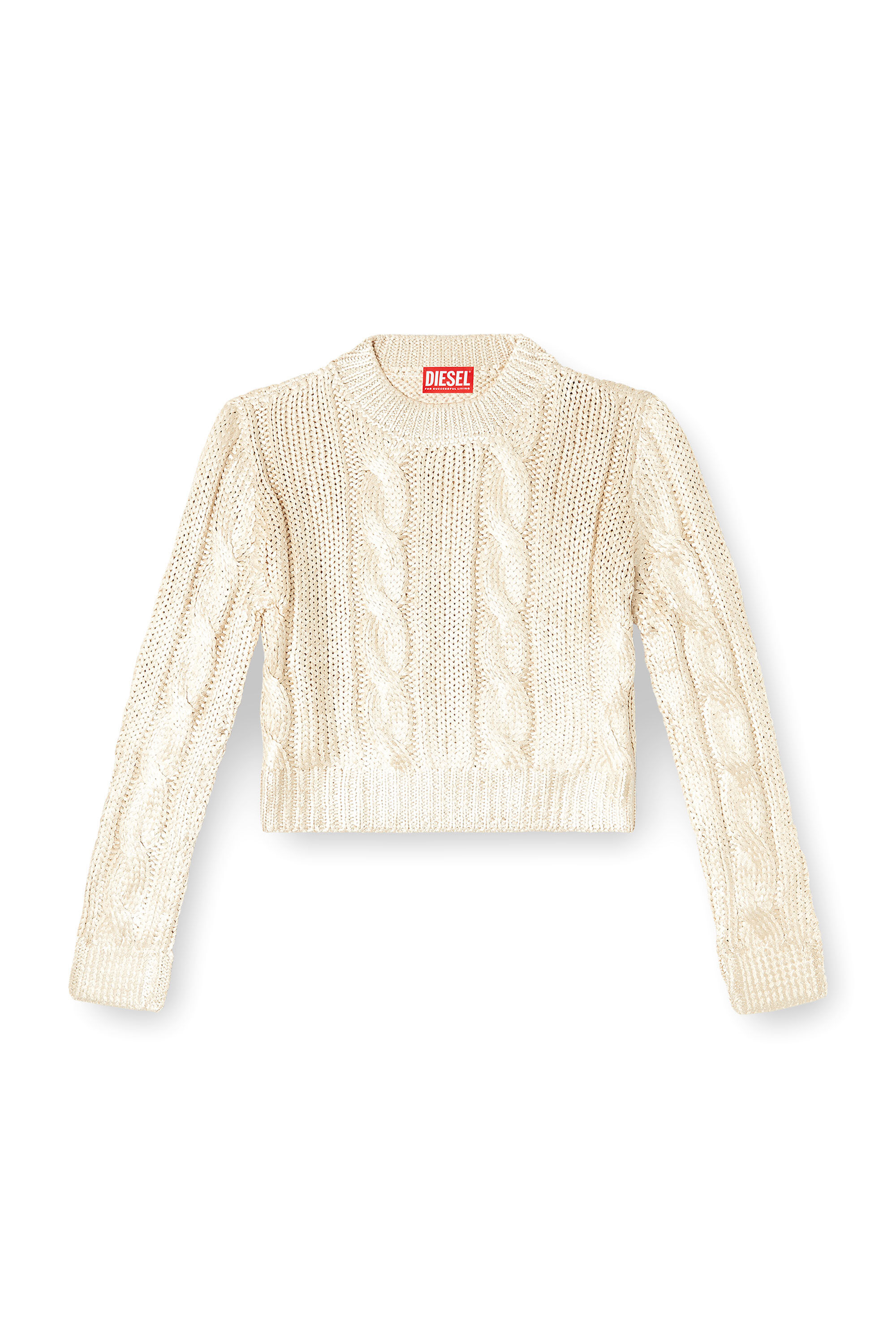 Diesel - M-MICCHA, Woman's Cable-knit jumper with shiny effect in null - 2
