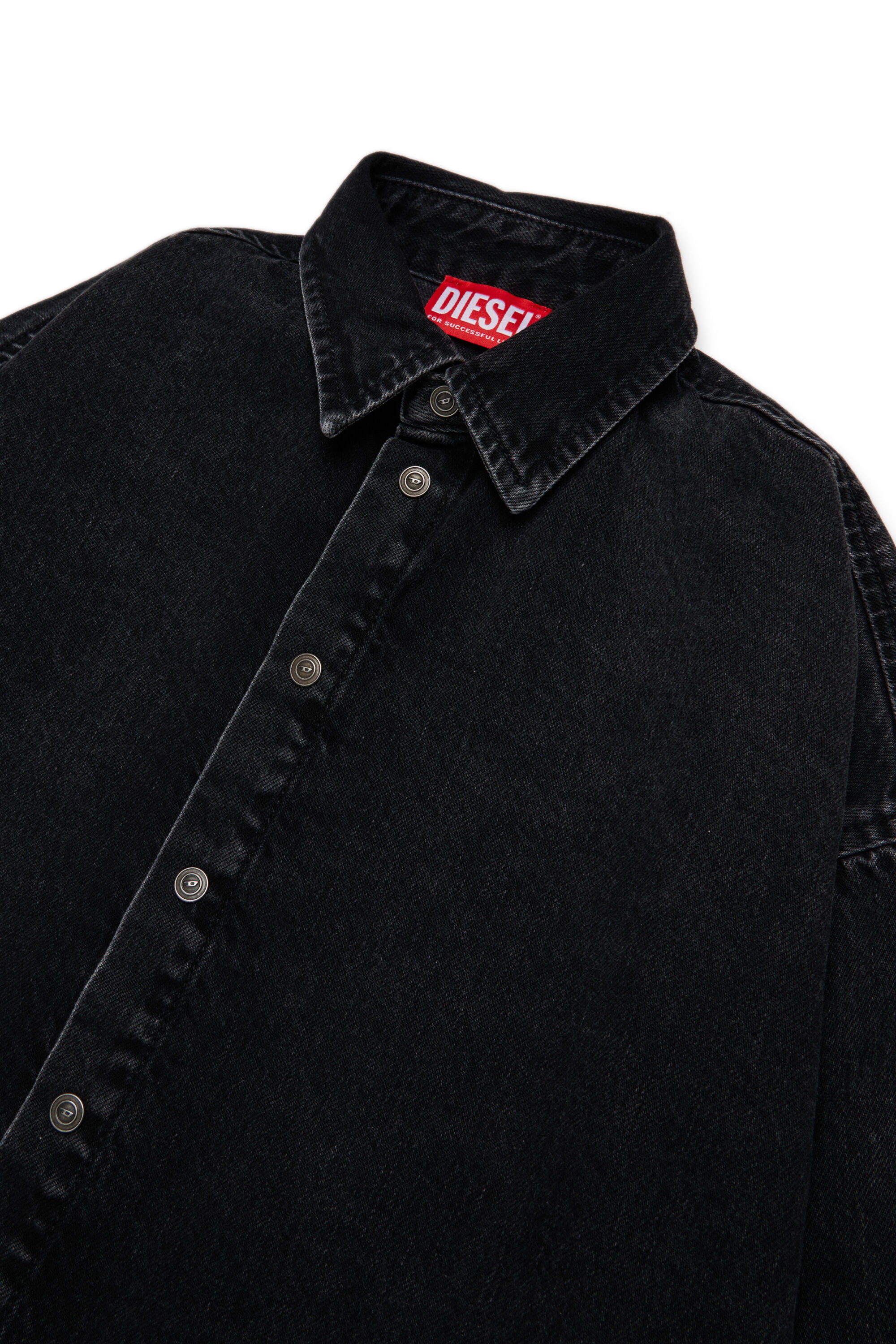 Diesel - CKAMA, Man's Cotton shirt with logo on the back in Black/Dark grey - 4