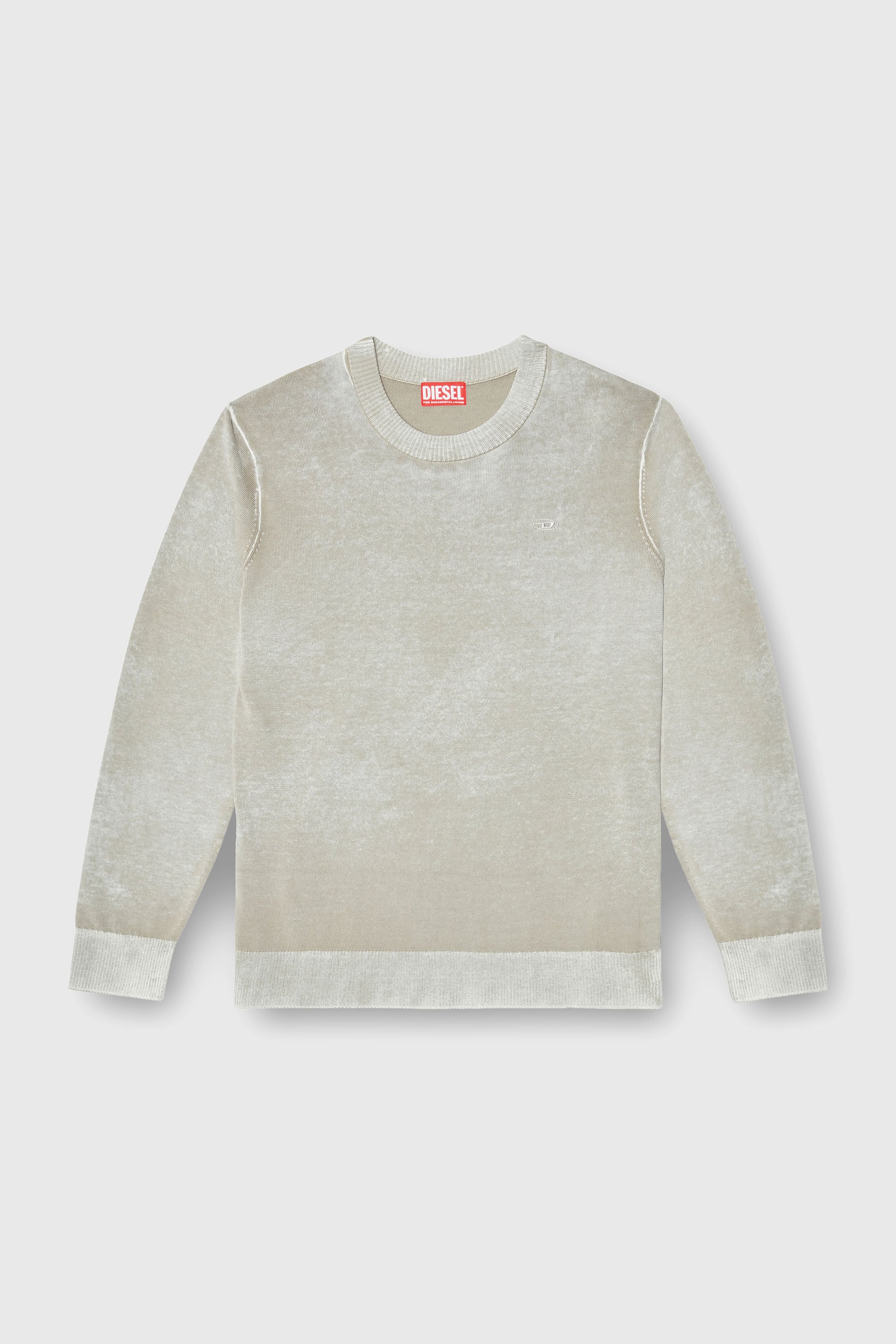 Diesel - K-LAURENT, Man's Jumper with faded reverse print in Light Grey - 2