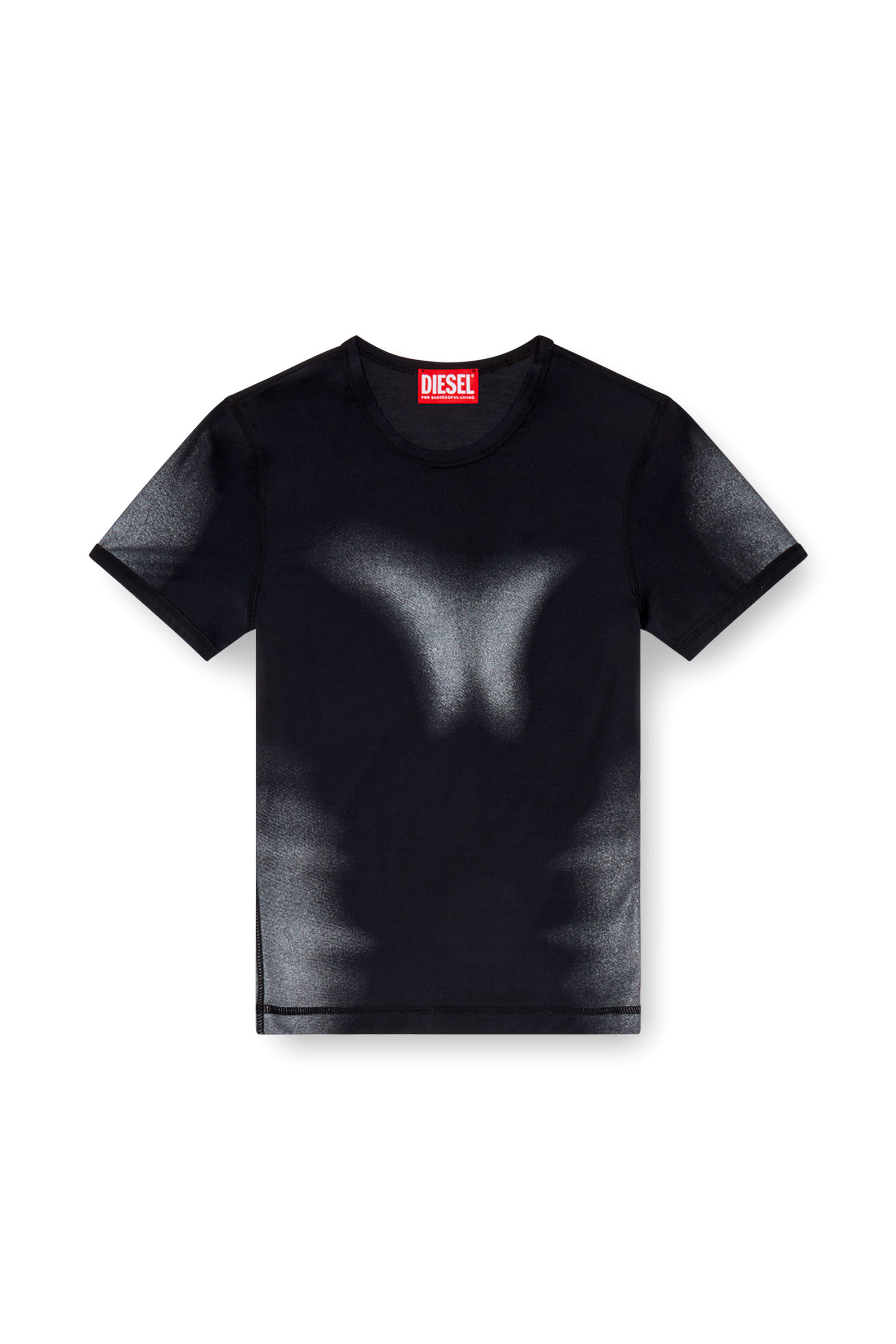 Diesel - T-ANESSA, Woman's T-shirt with metallic effects in Black - 2