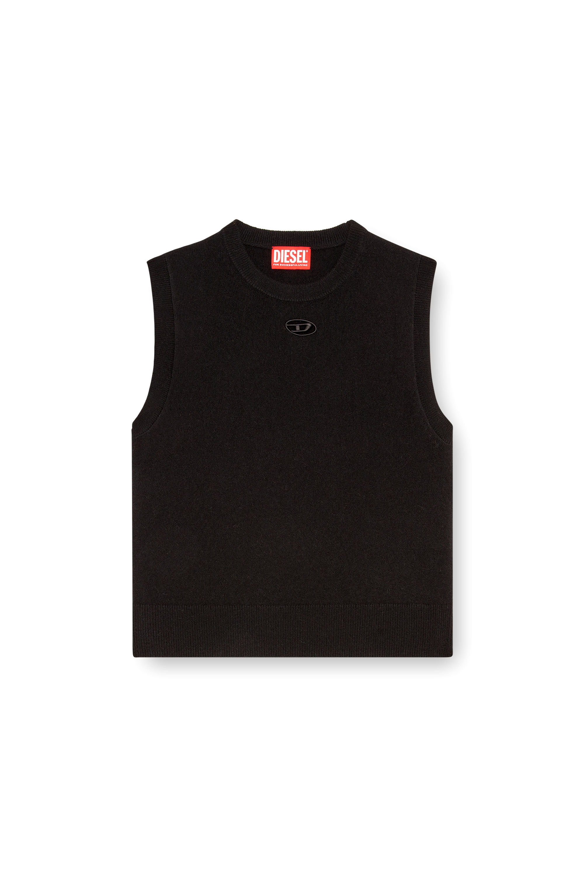 Diesel - M-ARGA-SL, Woman's Cropped vest in wool and cashmere knit in Black - 2