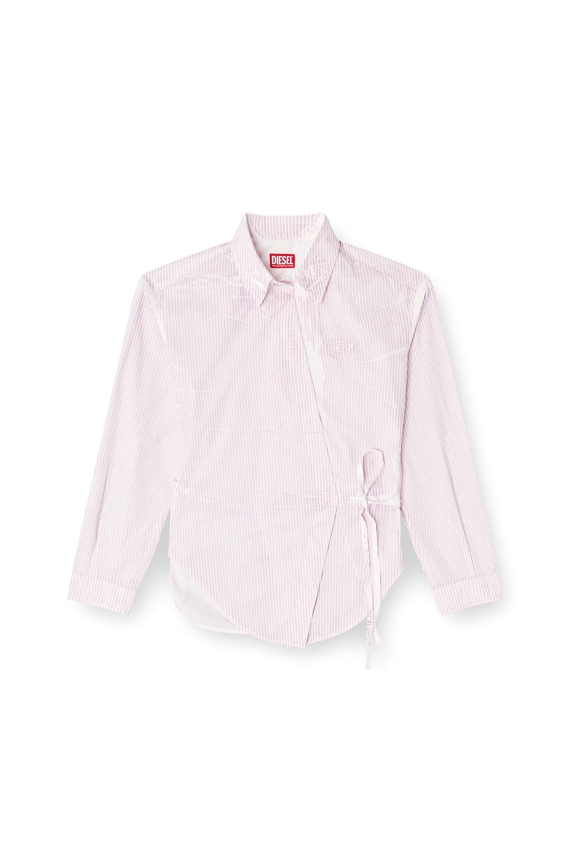 Diesel - C-DELPHOS-S2, Woman's Poplin wrap-around shirt with pinstripes in Face Powder - 2