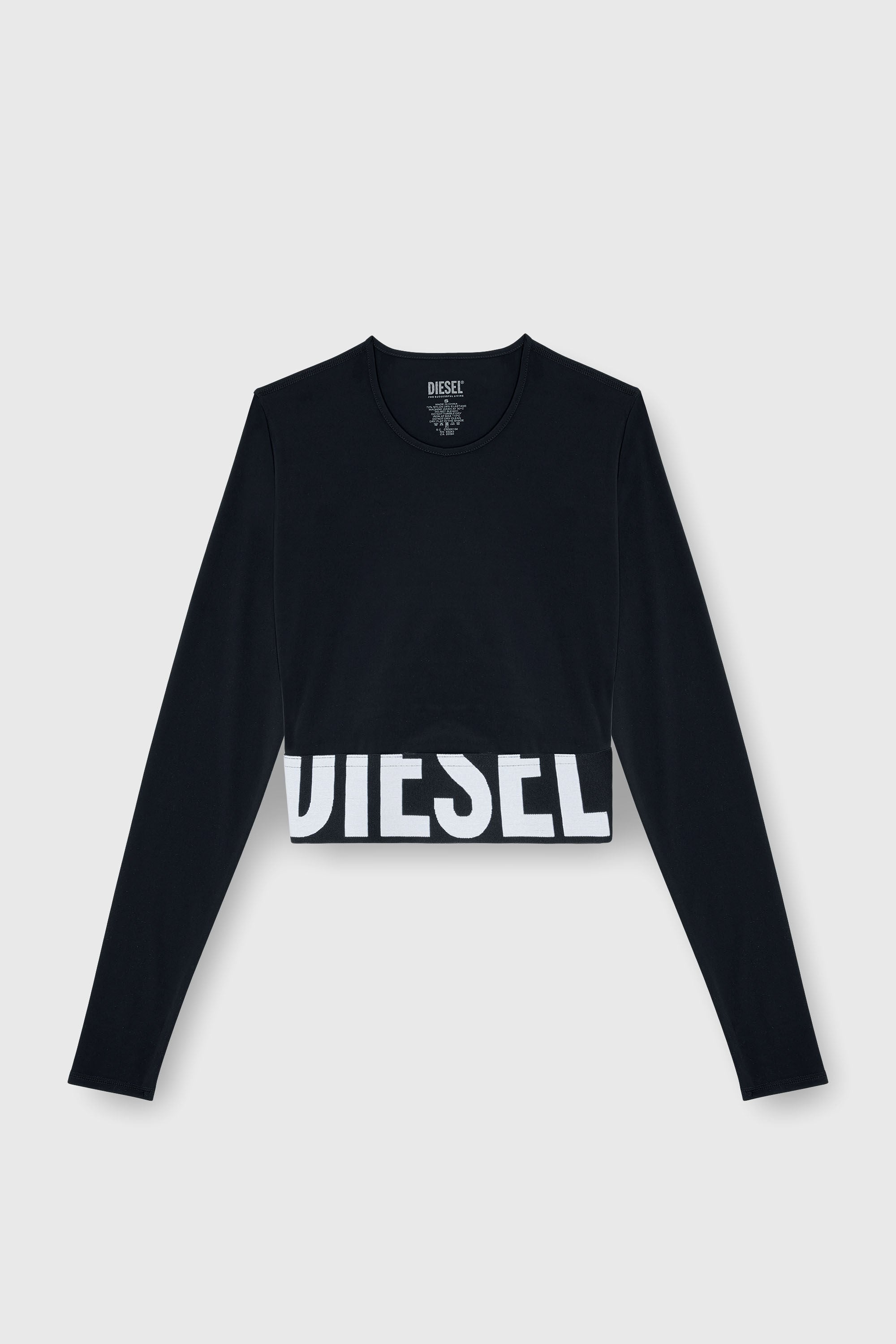Diesel - MELISSA-D-POP, Woman's Microfibre crop top with cut-off logo in Black - 2
