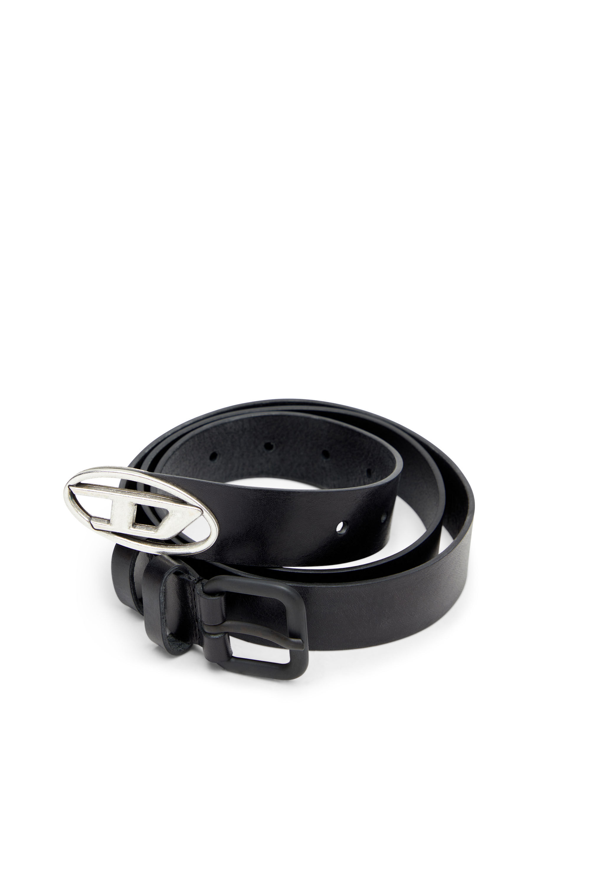 Diesel - B-INLAY, Unisex's Leather belt with oval D logo in Black - 3