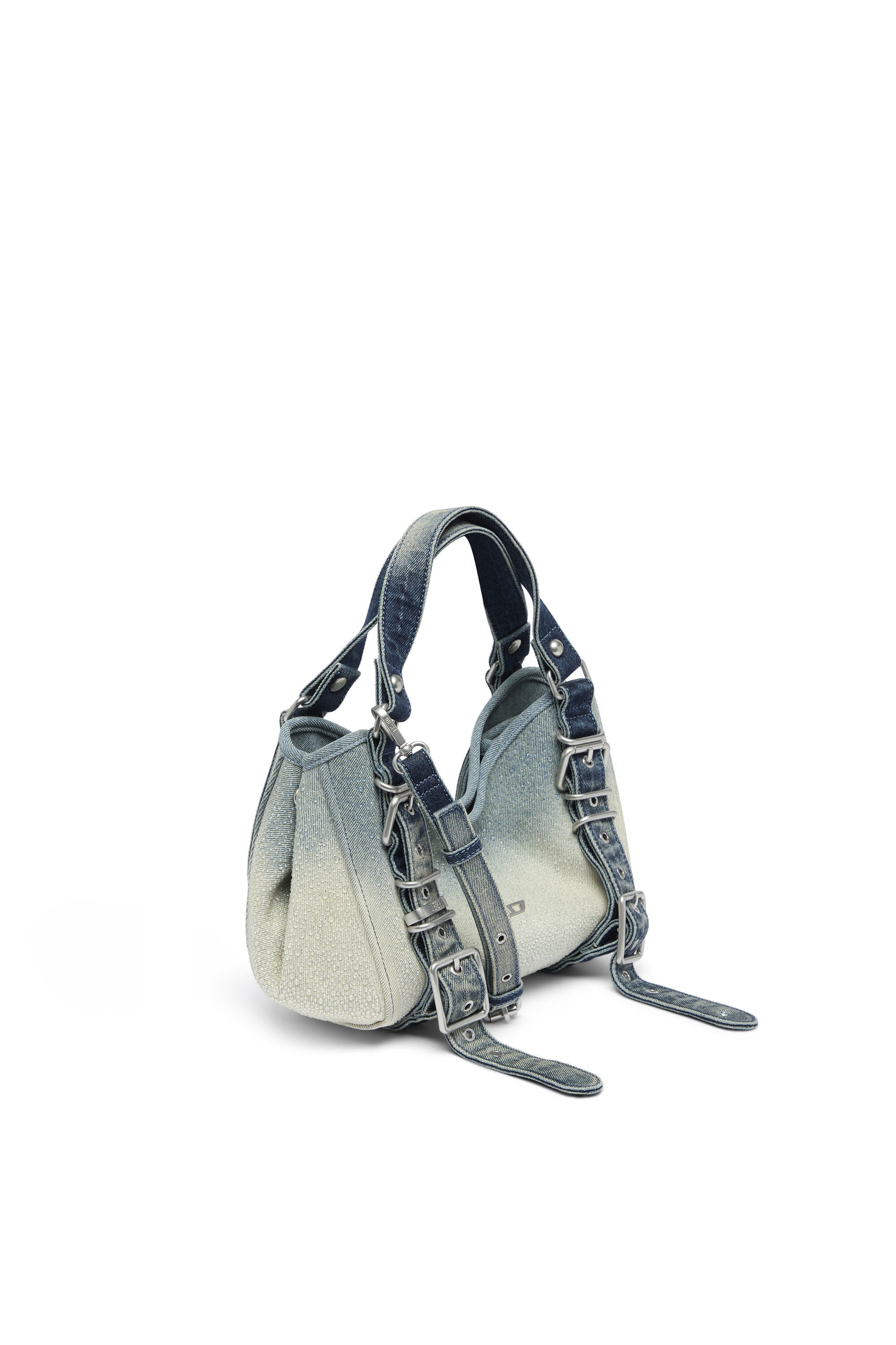 Diesel - D-ONE TOPHANDLE S, Woman's D-One-Small top-handle bag in crystal solarised denim in Blue - 5