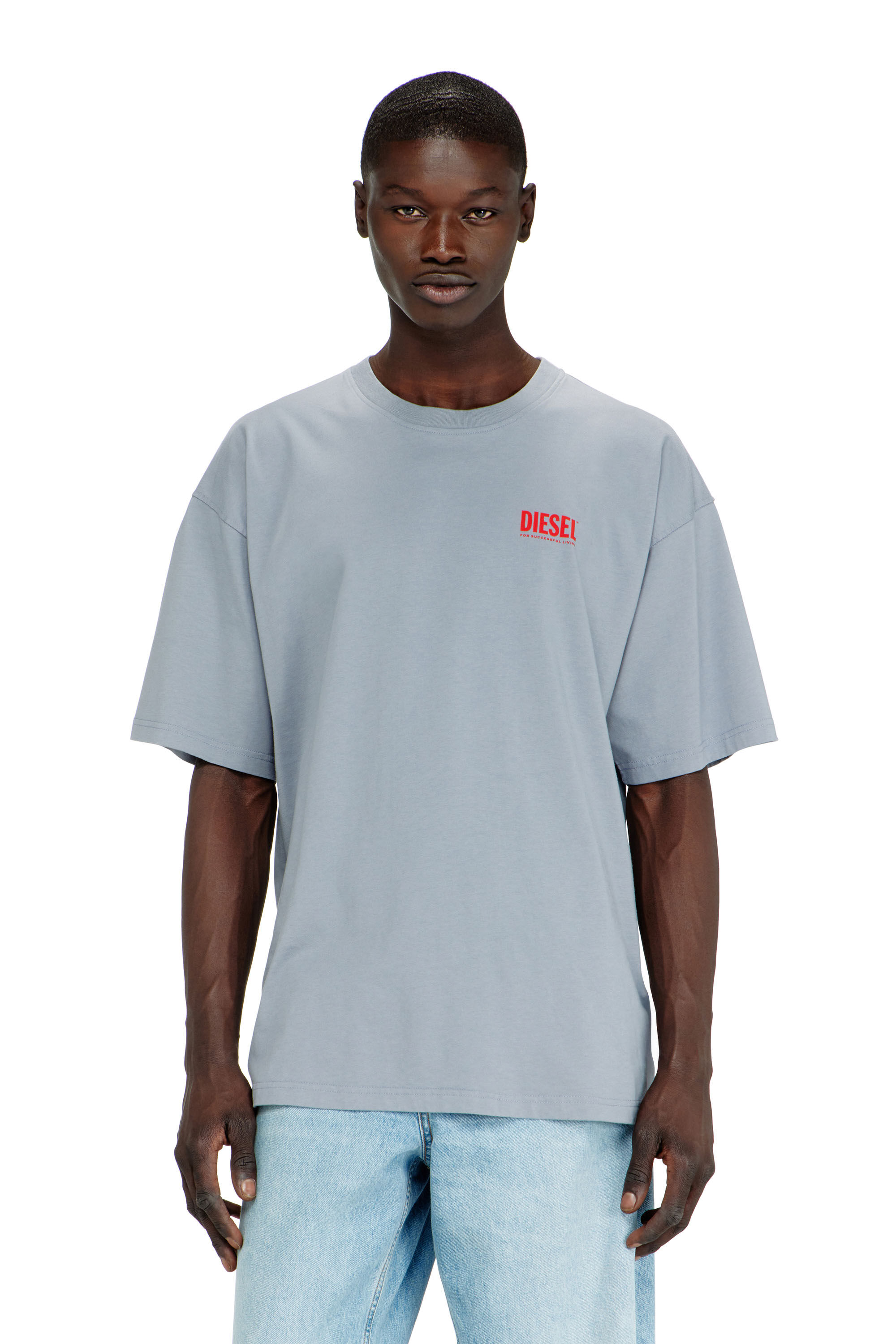Diesel - T-BOXT-BISK, Man's Cotton T-shirt with Diesel Biscotto print in Light Grey - 3