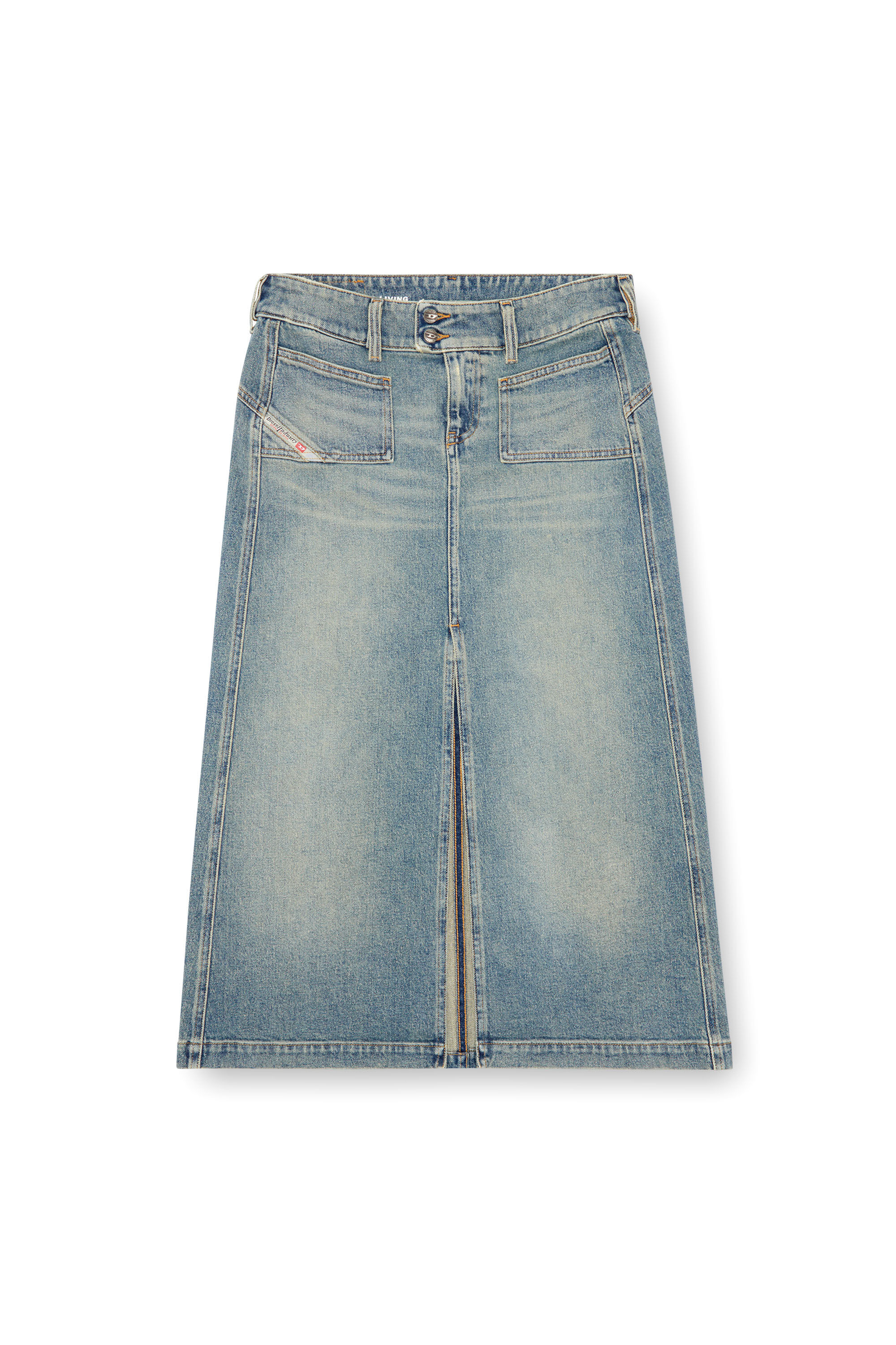 Diesel - DE-HUSH-MID, Woman's Midi skirt in denim in Light Blue - 2