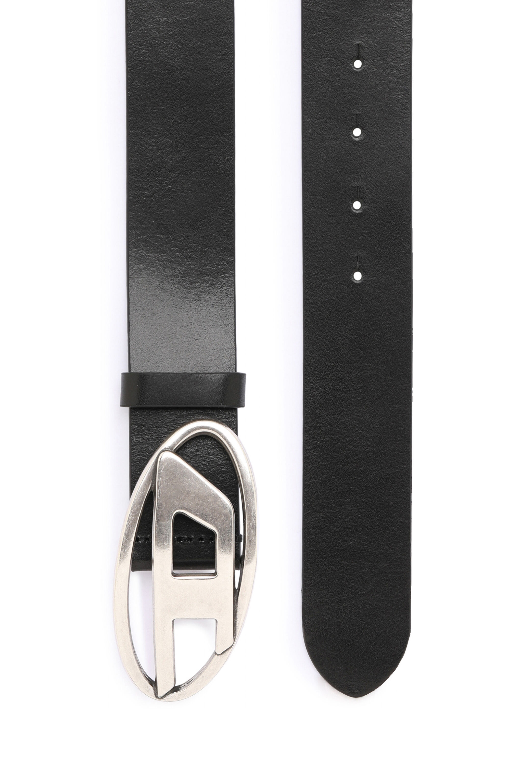 小物 DIESEL B-1dr 85 B-1DR: Leather Belt with silver D logo buckle | Diesel