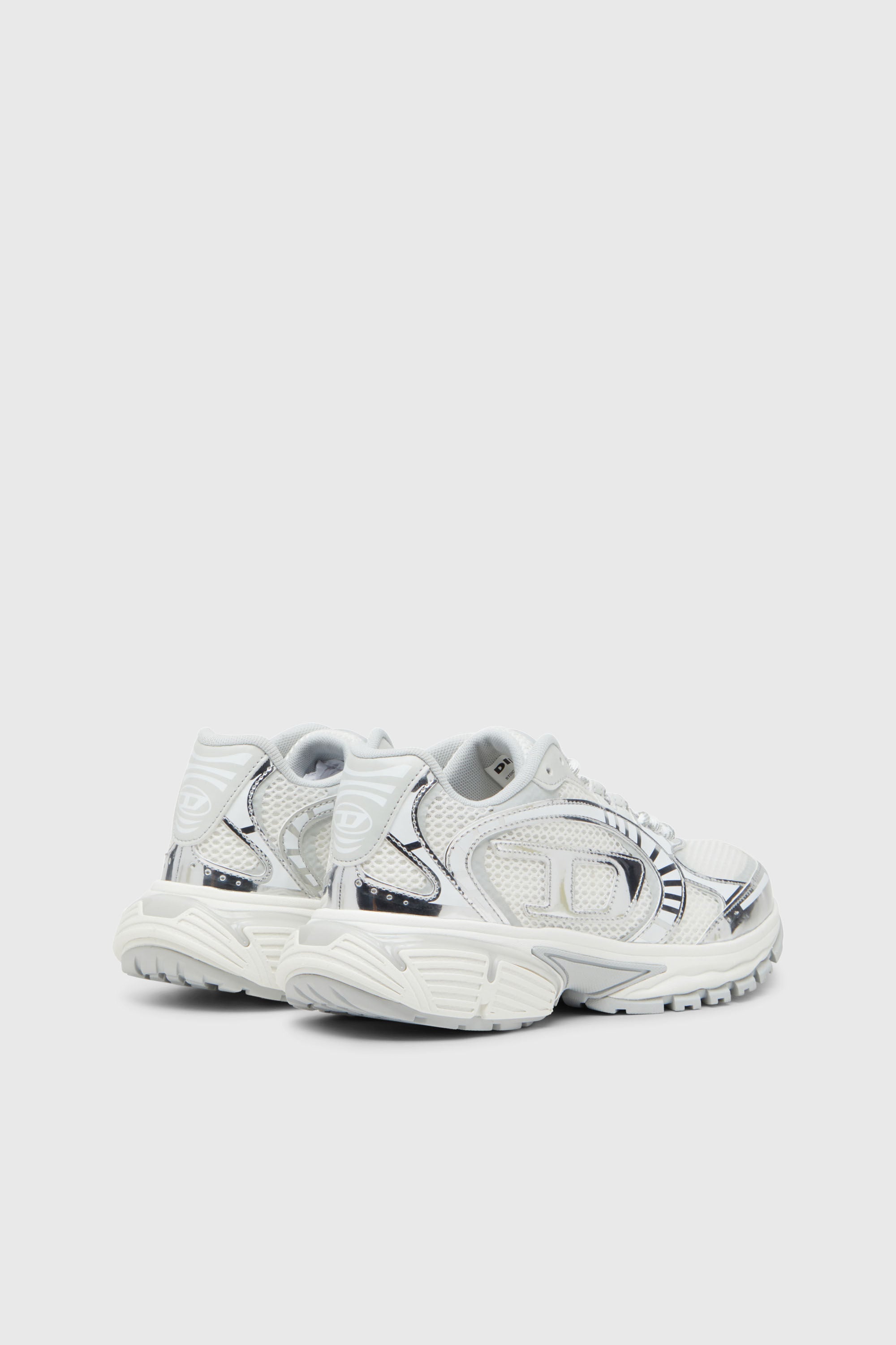 Diesel - S-PRO-V-DENSE LOW W, Woman's S-Pro-V-Dense-Metallic mesh sneakers with Oval D logo in White/Silver - 3