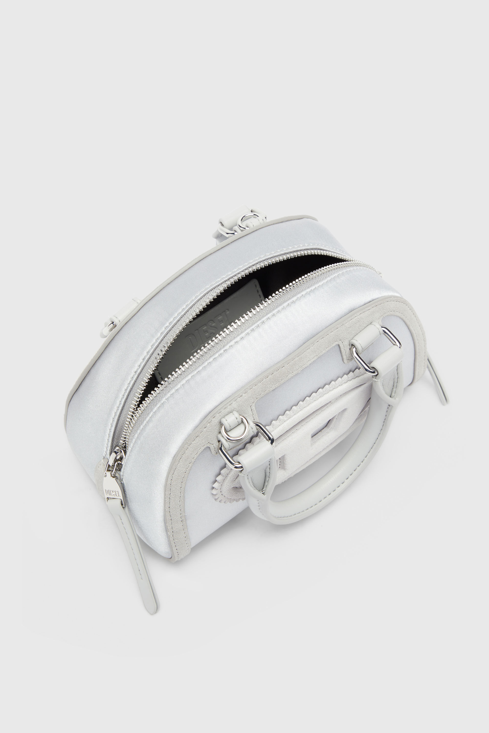 Diesel - 1DR DOME CROSSBODY, Woman's 1DR Dome - Small bowling bag in satin and suede in Silver - 4