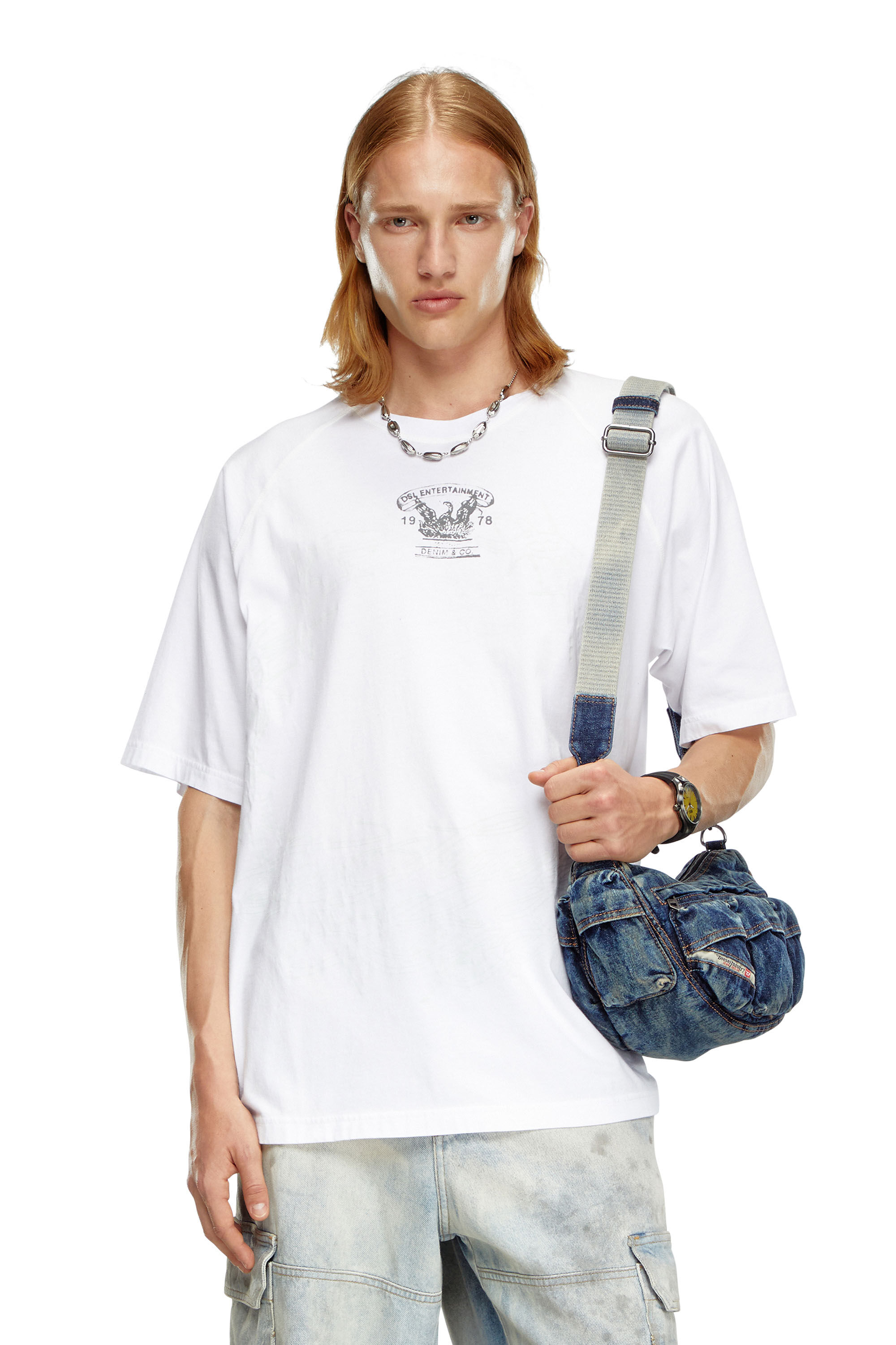 Diesel - T-ROXT-Q1, Man's T-shirt with inside-out print in White - 3