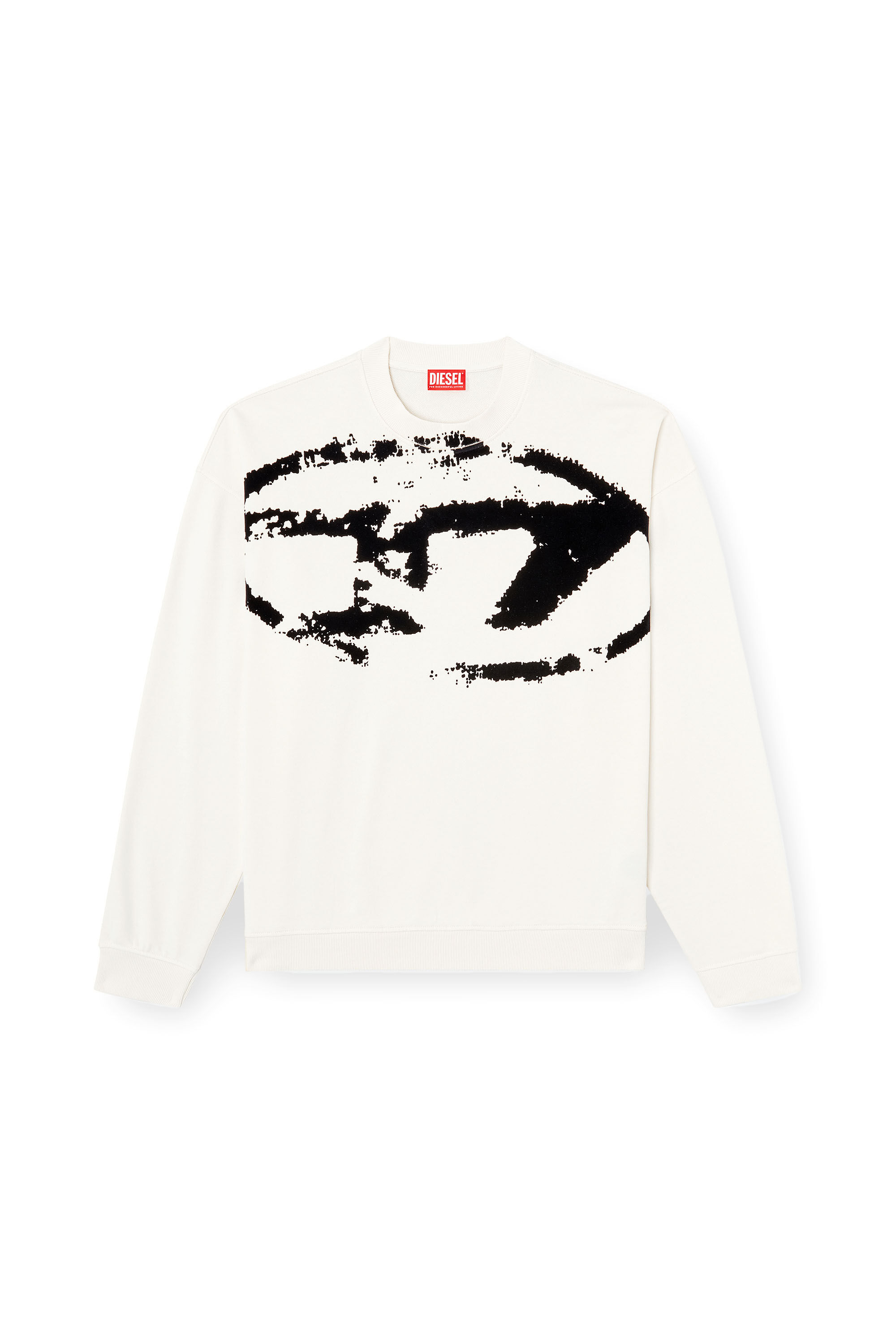 Diesel - S-BOXT-N5, Man's Sweatshirt with distressed flocked logo in White/Black - 2