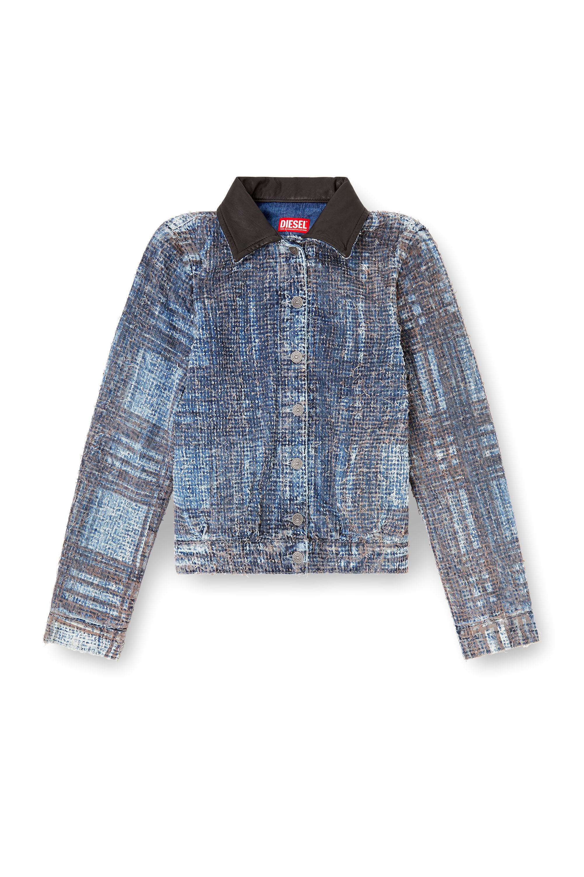 Diesel - DE-ATELI-S, Woman's Cropped jacket in graphic bouclé denim in Blue - 2