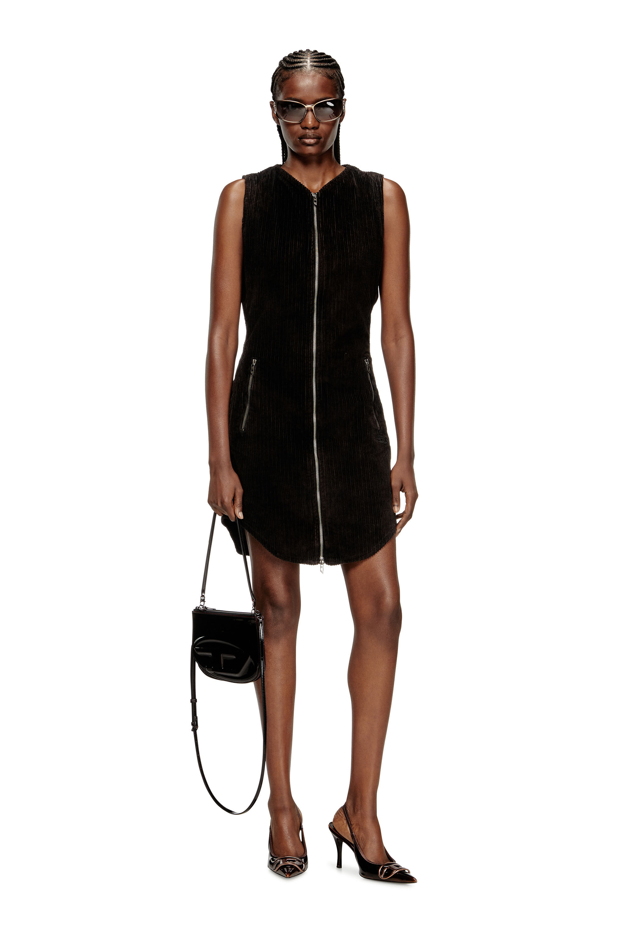Diesel - D-ENEA, Woman's Cotton mini dress with front zipper in null - 1