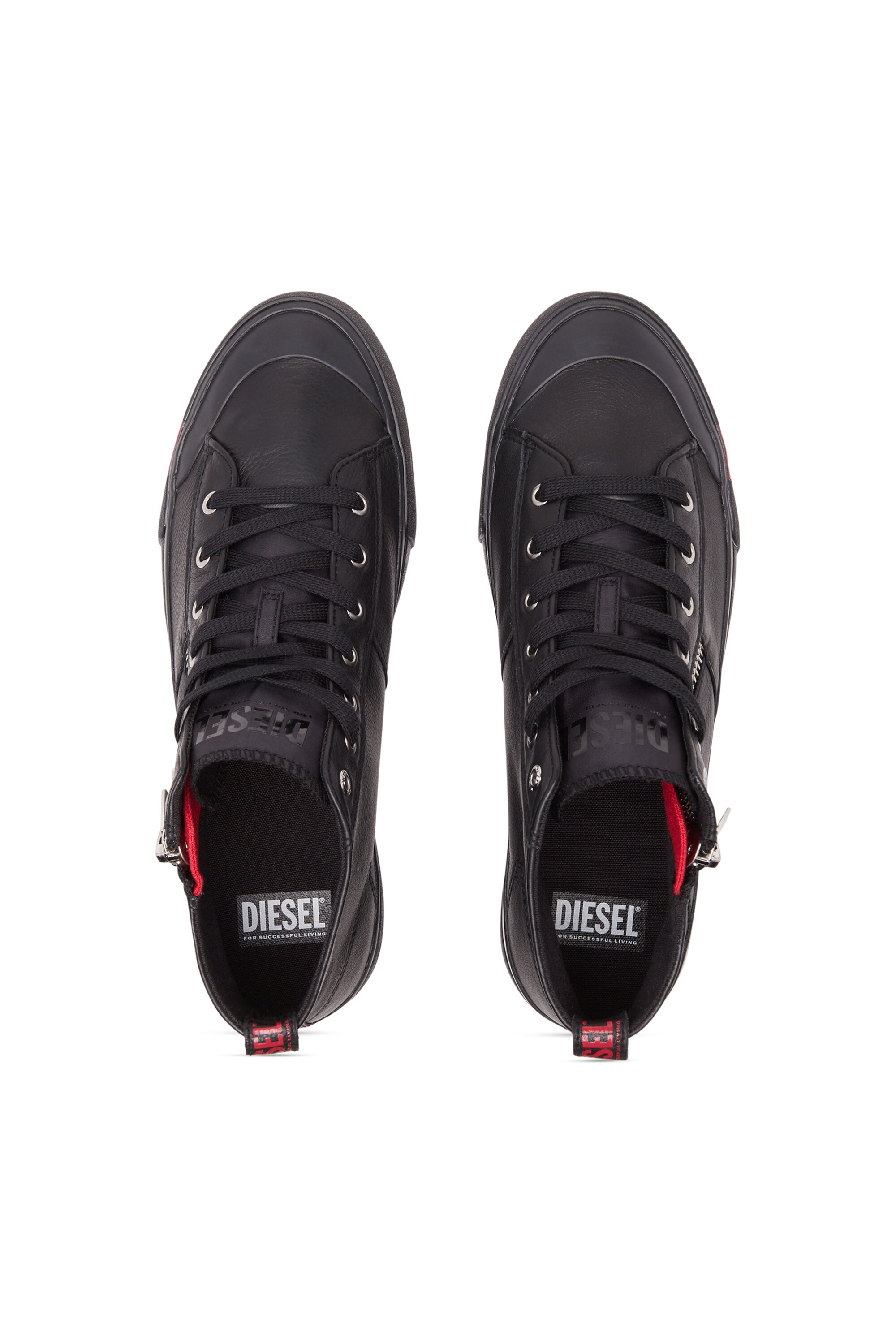 Men's S-Athos Zip-High-top sneakers in premium leather | Black | Diesel
