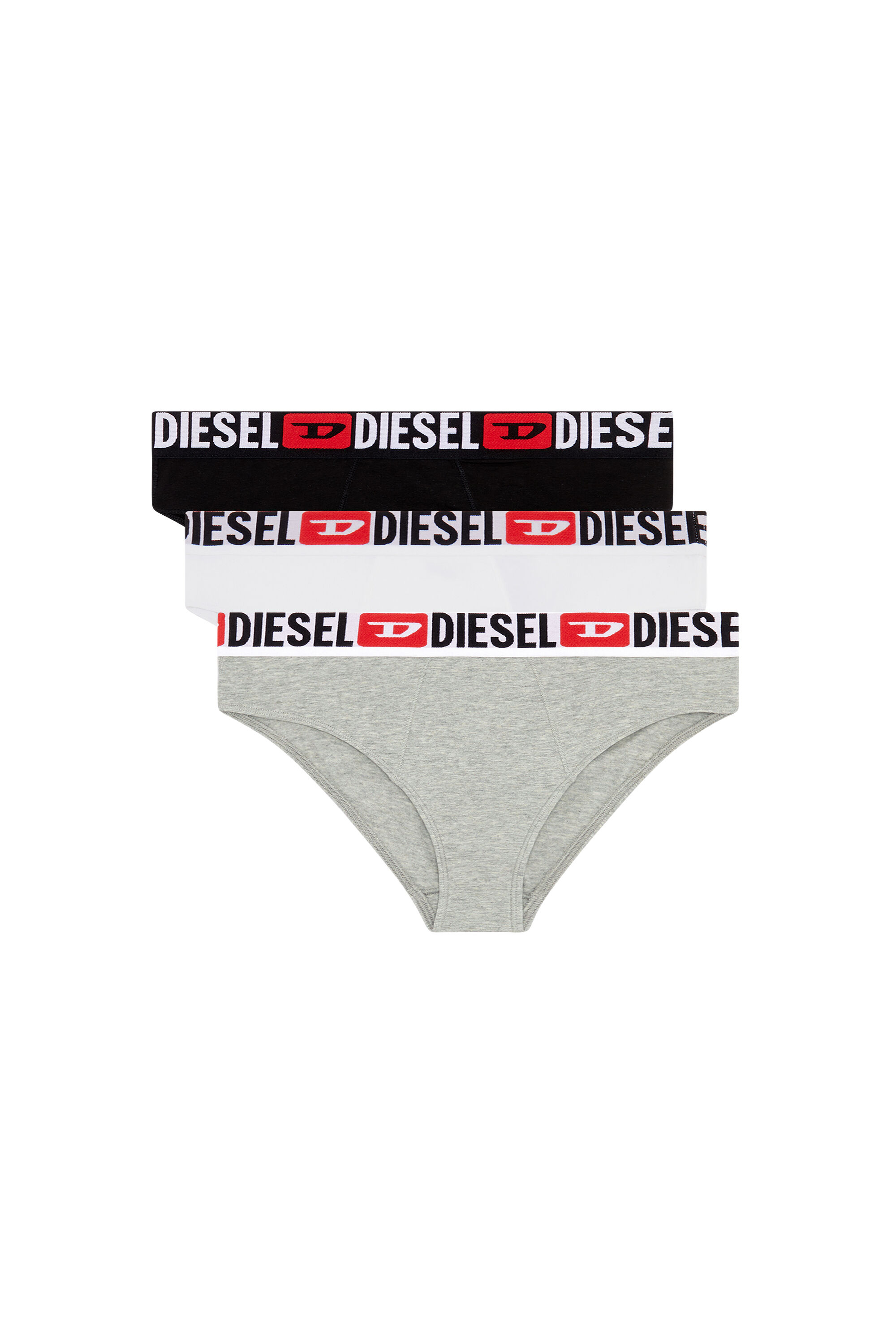 Diesel - UFPN-BLANCA-R-THREEPACK, Woman's Three-pack ribbed high-waisted briefs in Grey/White - 2