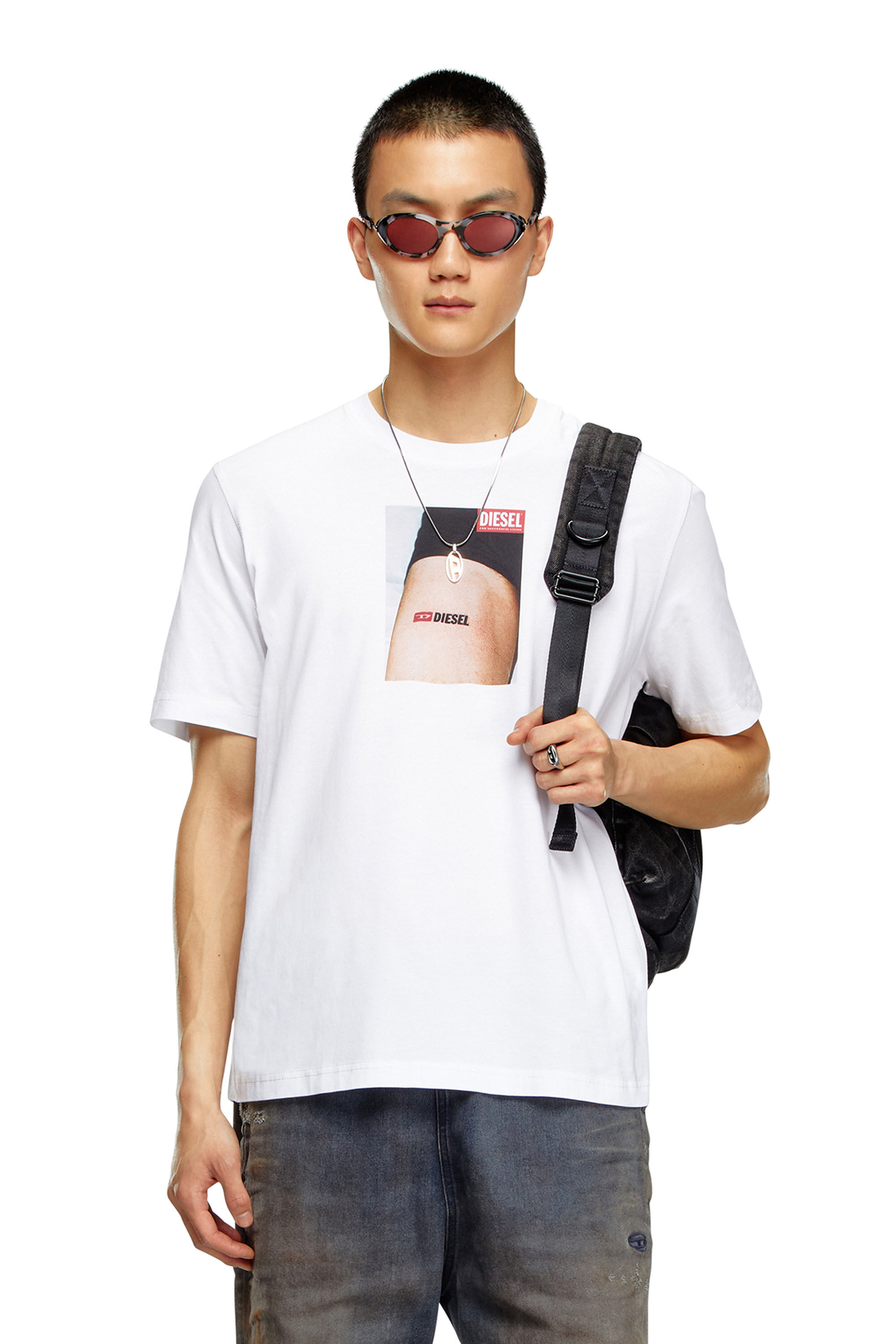 Diesel - T-ADJUST-K19, Man T-shirt with Diesel tattoo print in White - Image 3